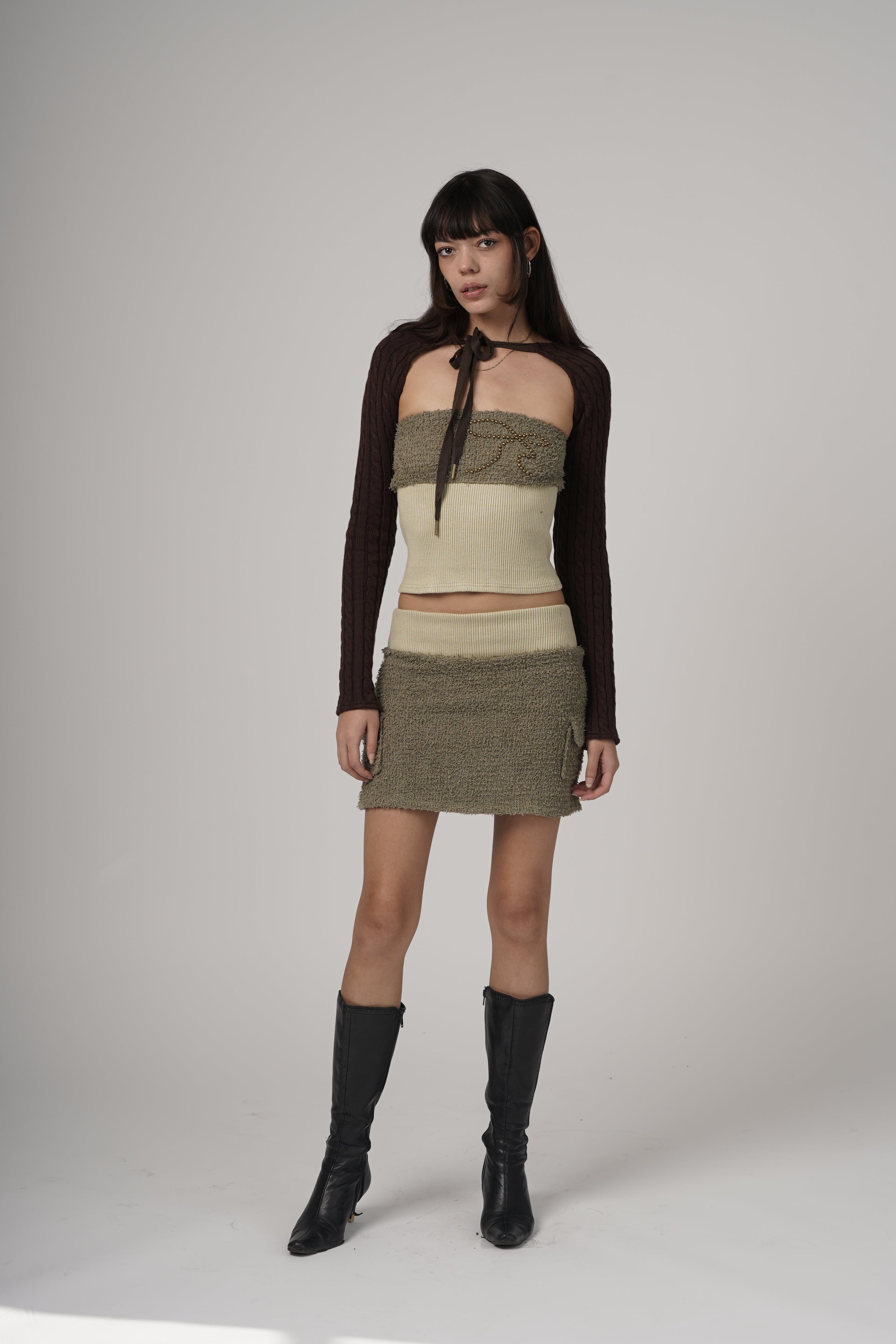トップス lumignon Ribbon bust fluffy tops Ribbon Stud Fuzzy Tube Top – ap0cene