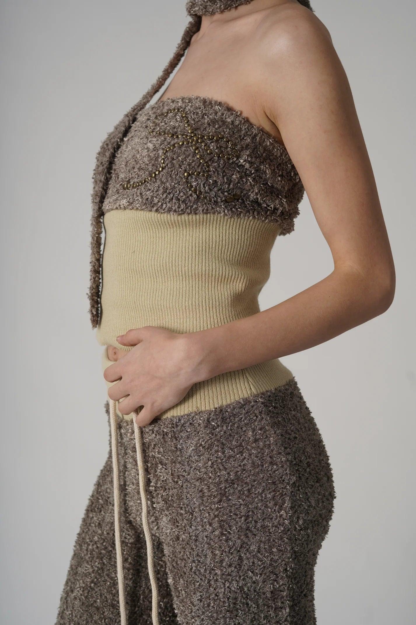 Ribbon Stud Fuzzy Tube Top – ap0cene