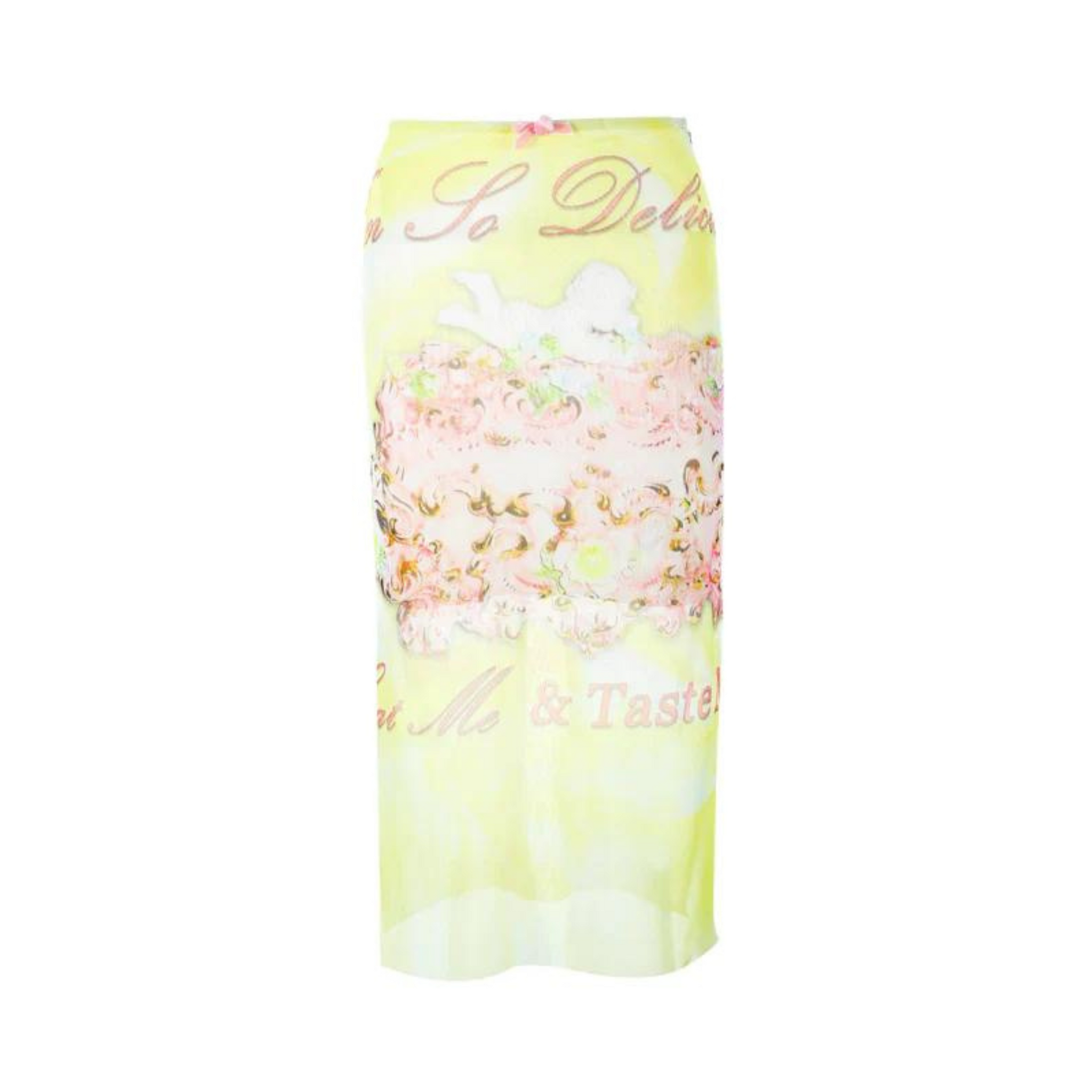 Yellow Angel Cake Print Netting Skirt