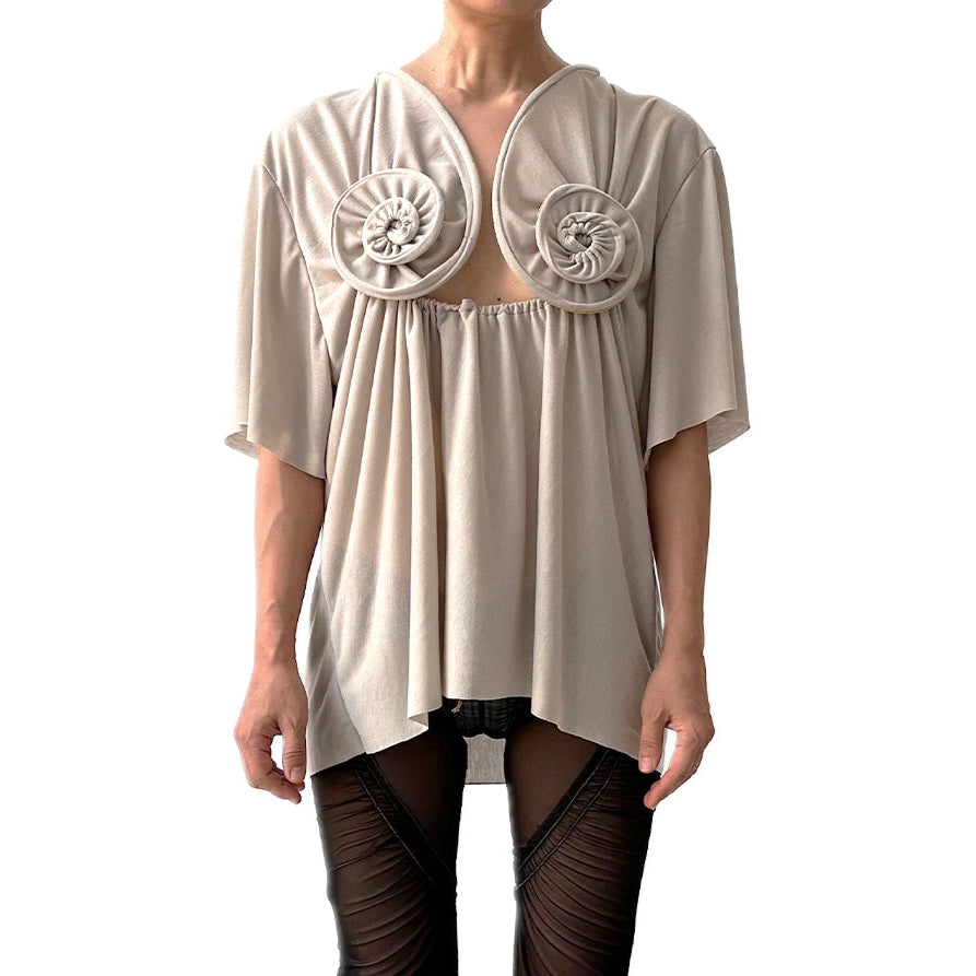 스월 티셔츠 오버사이즈 조개껍데기 드레이프 셔츠