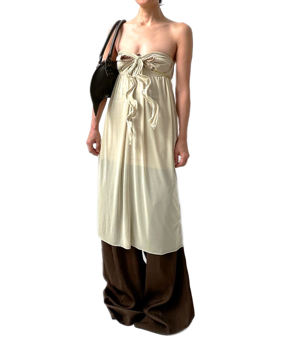 Bowie Draped Midi Dress Cream Sand