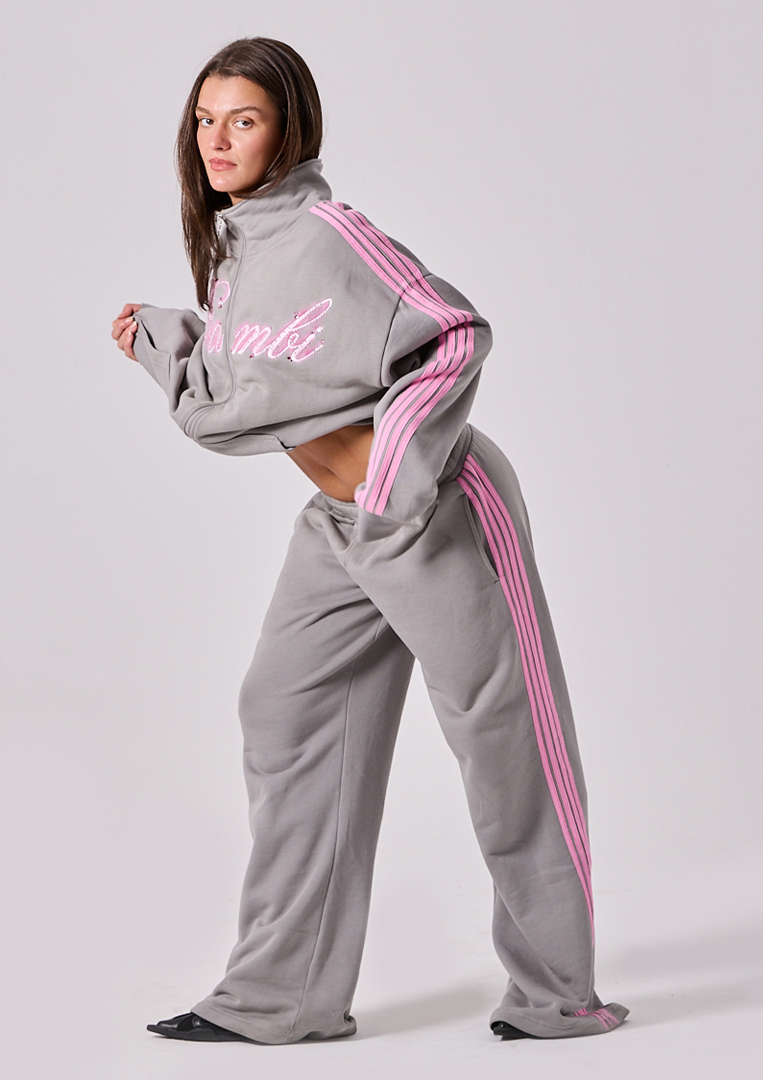 Spears Stripe Zip Jacket in Grey