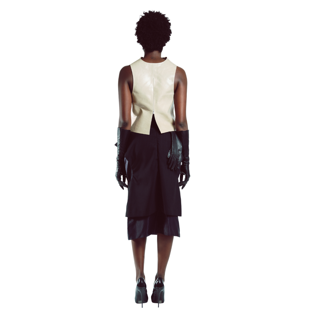 Leather Sculpture Cowl Top