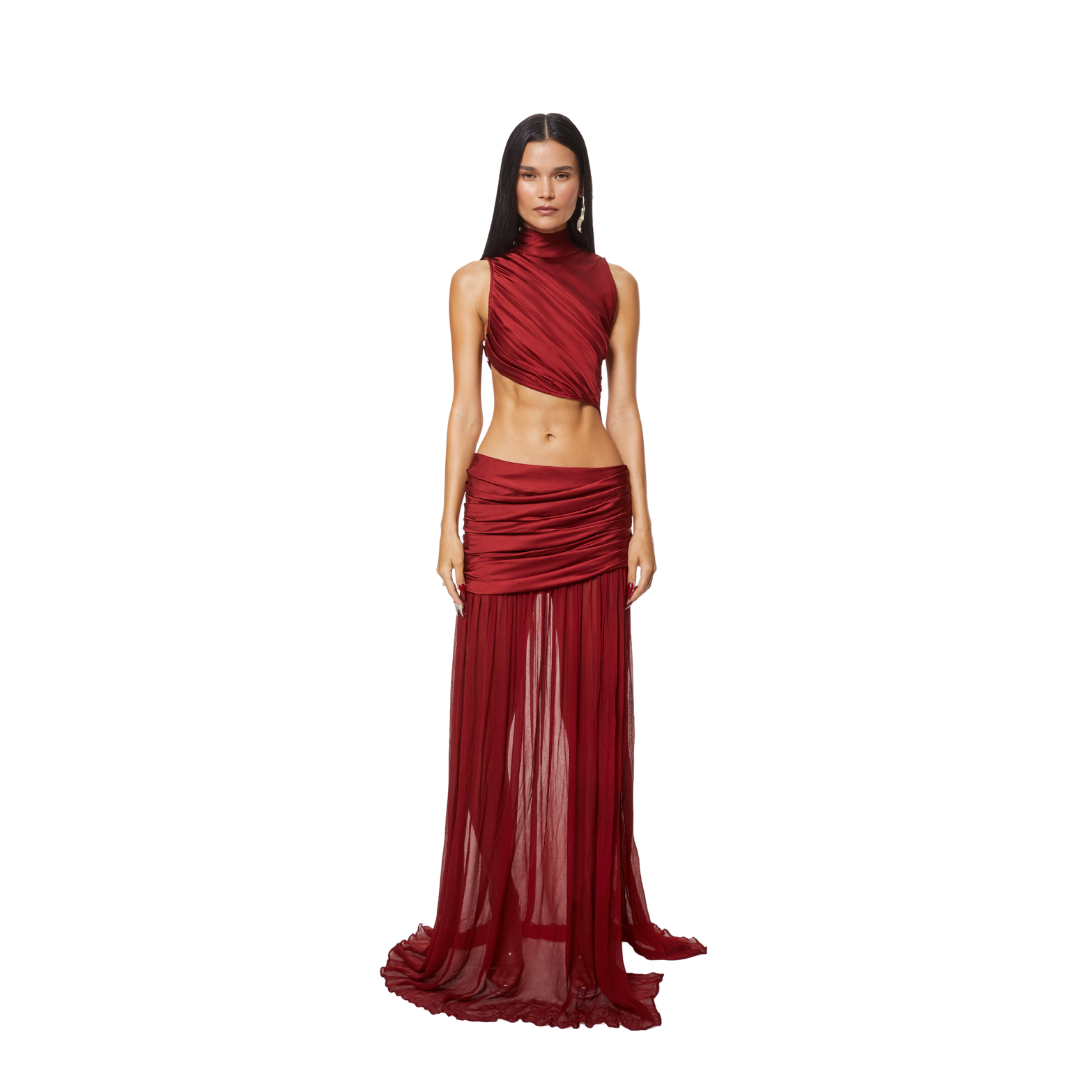 Jelena Draped Gown Crimson