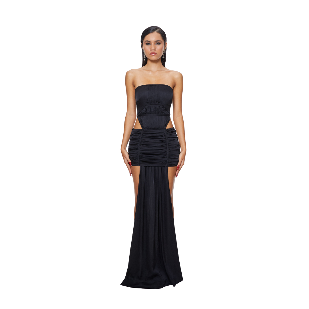 Cleo Ruched Gown Black