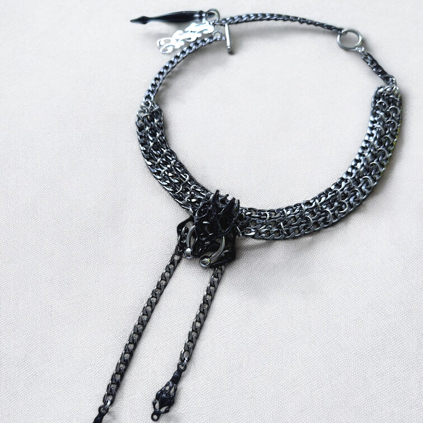 Knights Square Bone Chain Choker