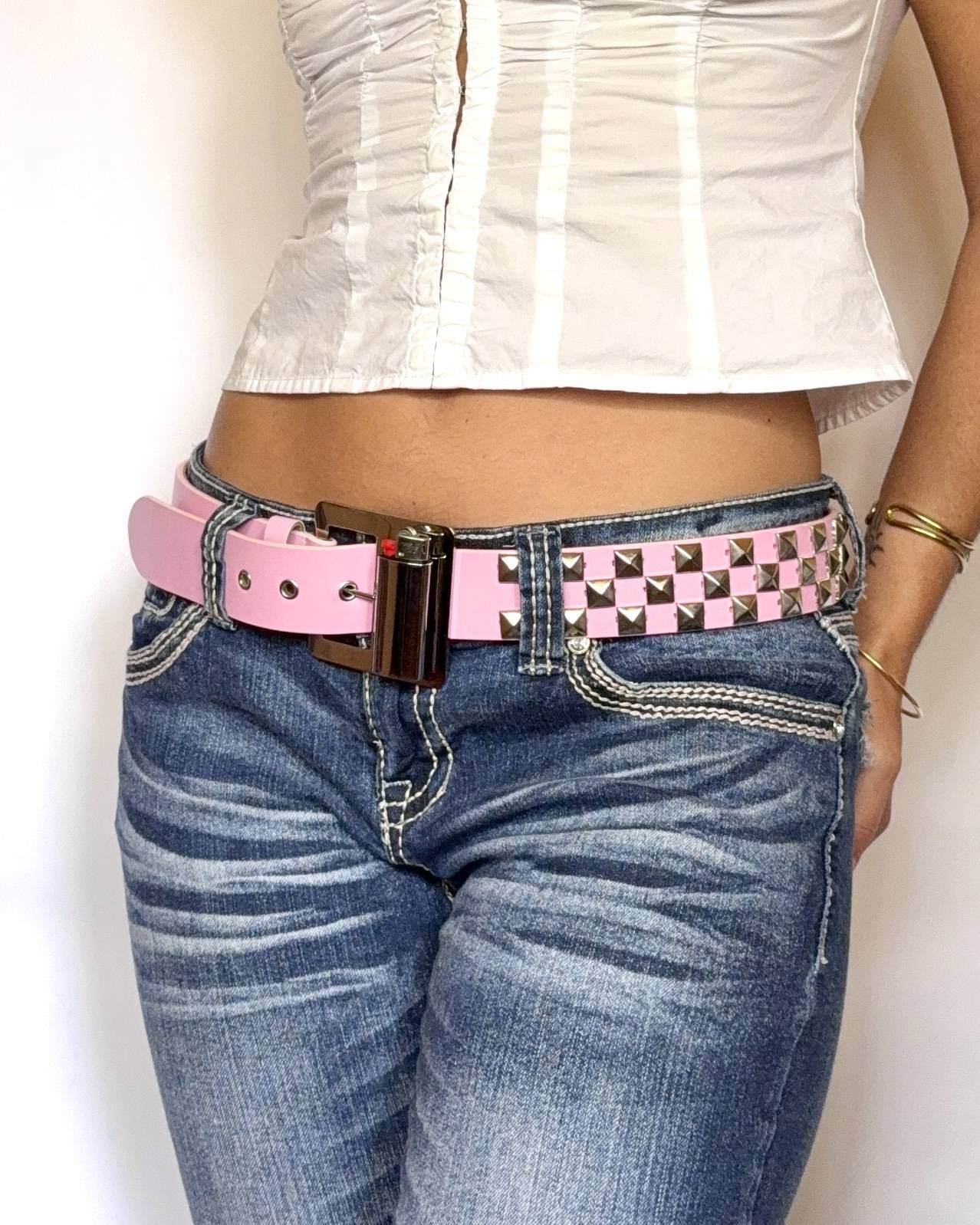 Stud Feline Belt Pink