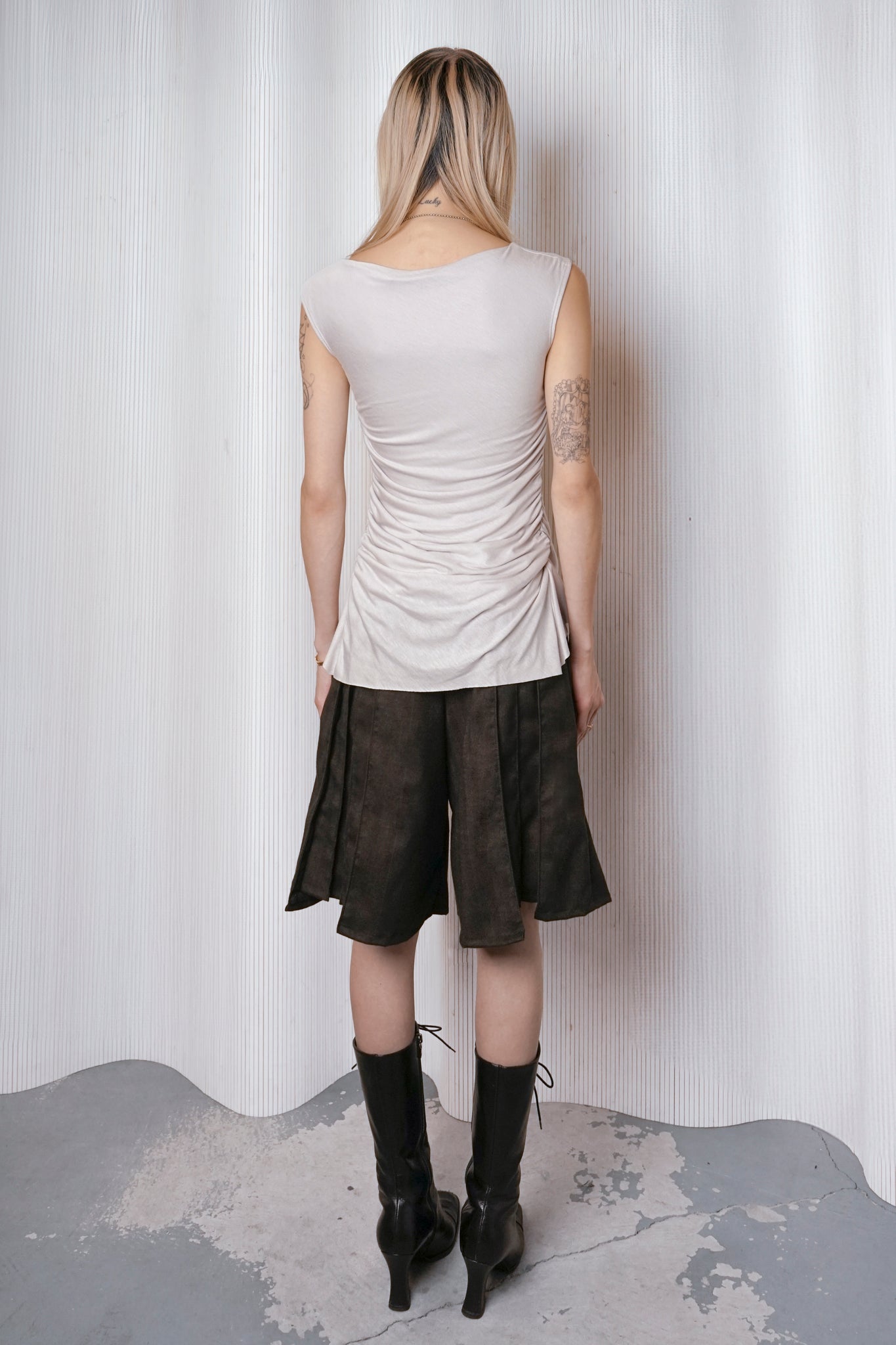 Brown Pleated Trouser Short