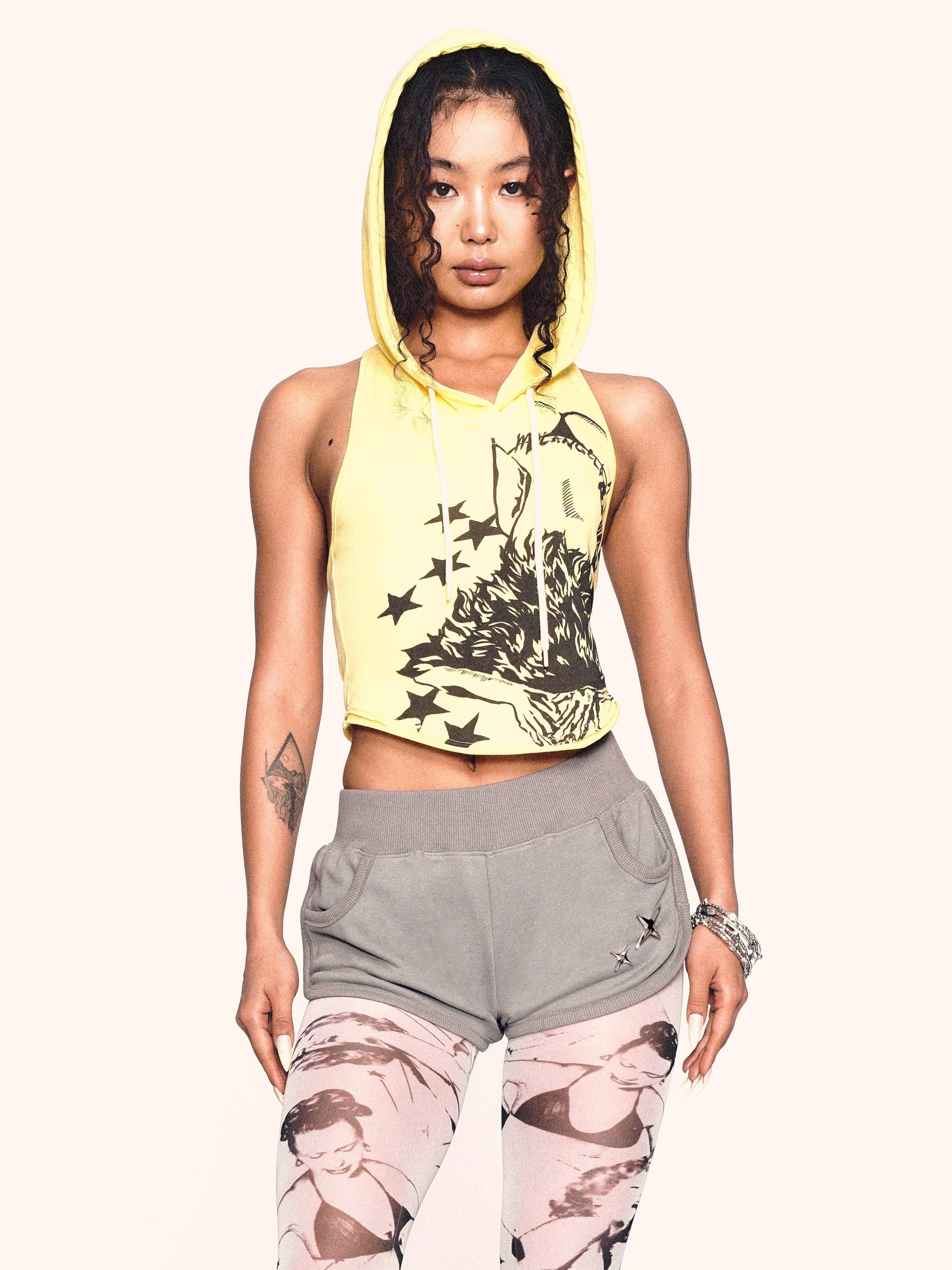 기도하는 소녀 후드 탱크탑