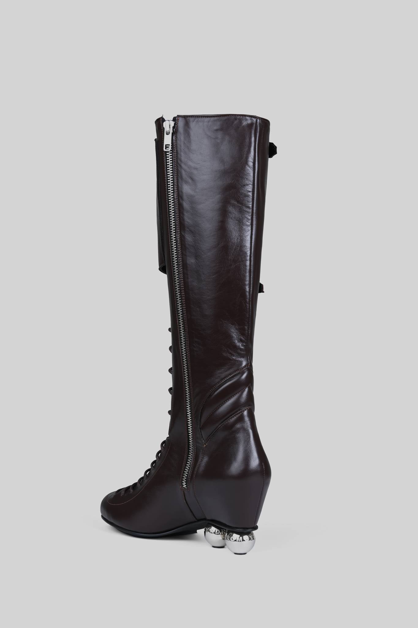 Brown Knee High Roller Boots