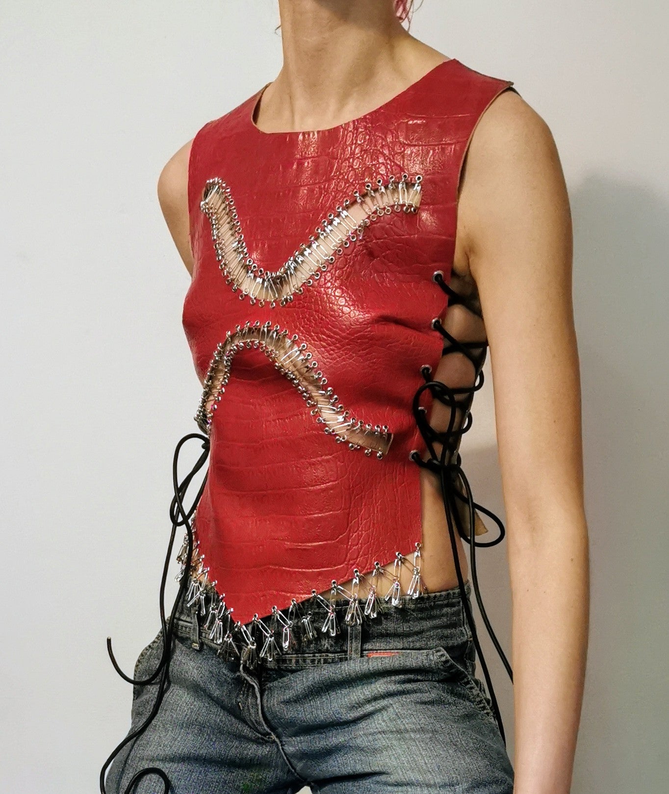 Red Leather Reptile Effect Breastplate