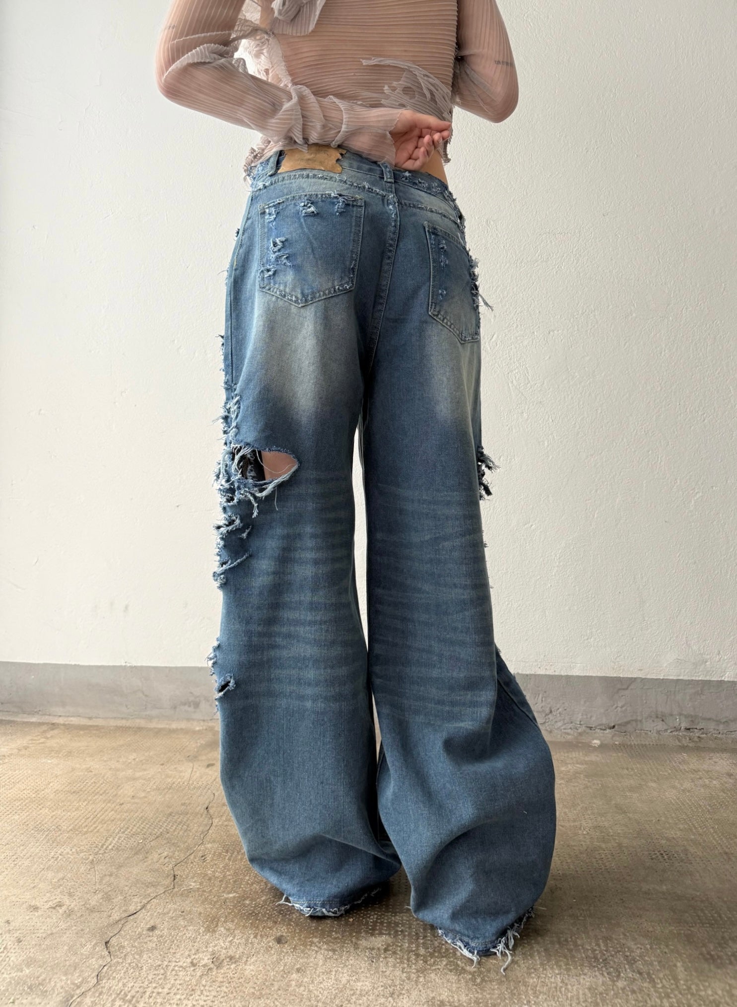 Scratched Denim Pants