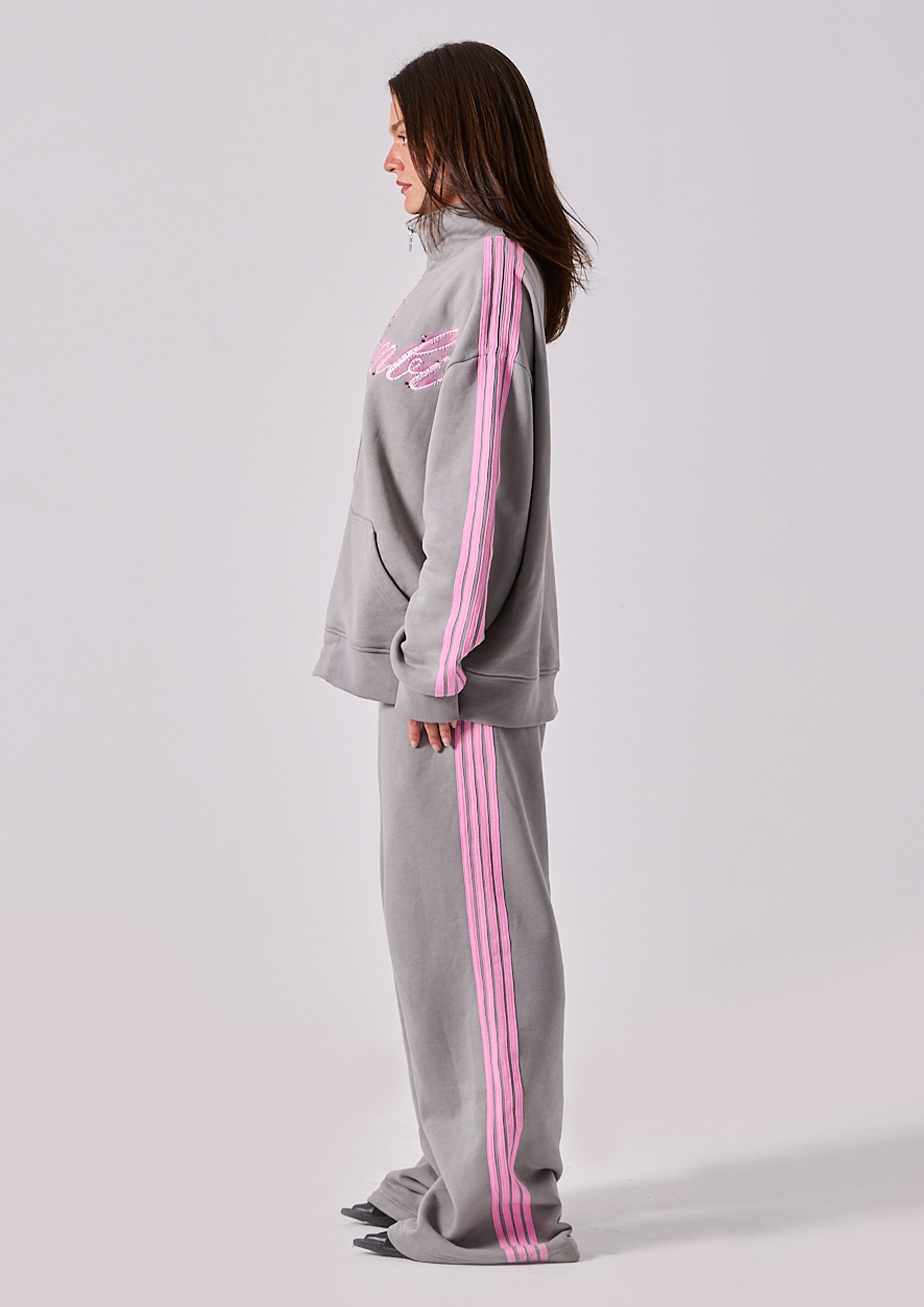 Spears Stripe Zip Jacket in Grey