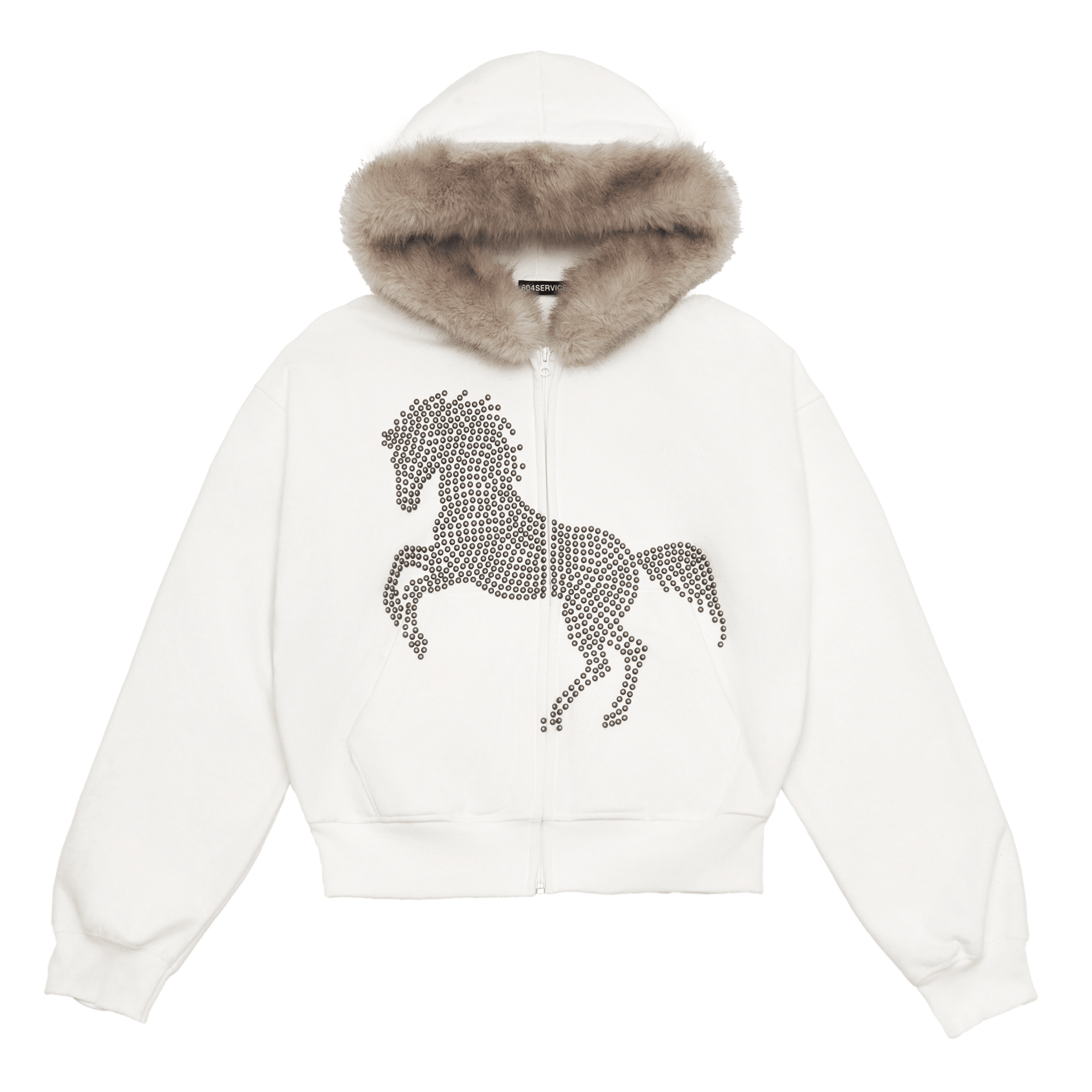 Studded Faux Fur Hoodie