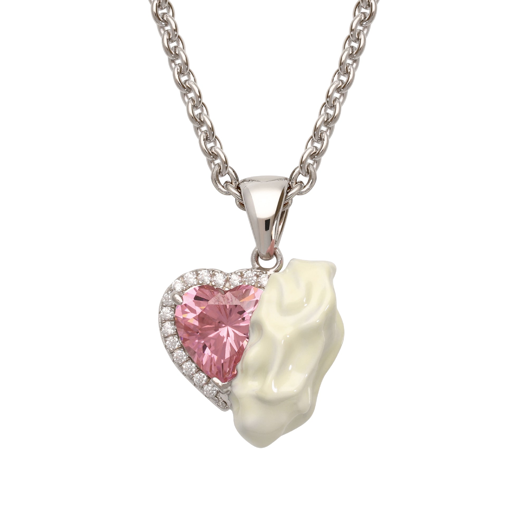 White Heart Necklace