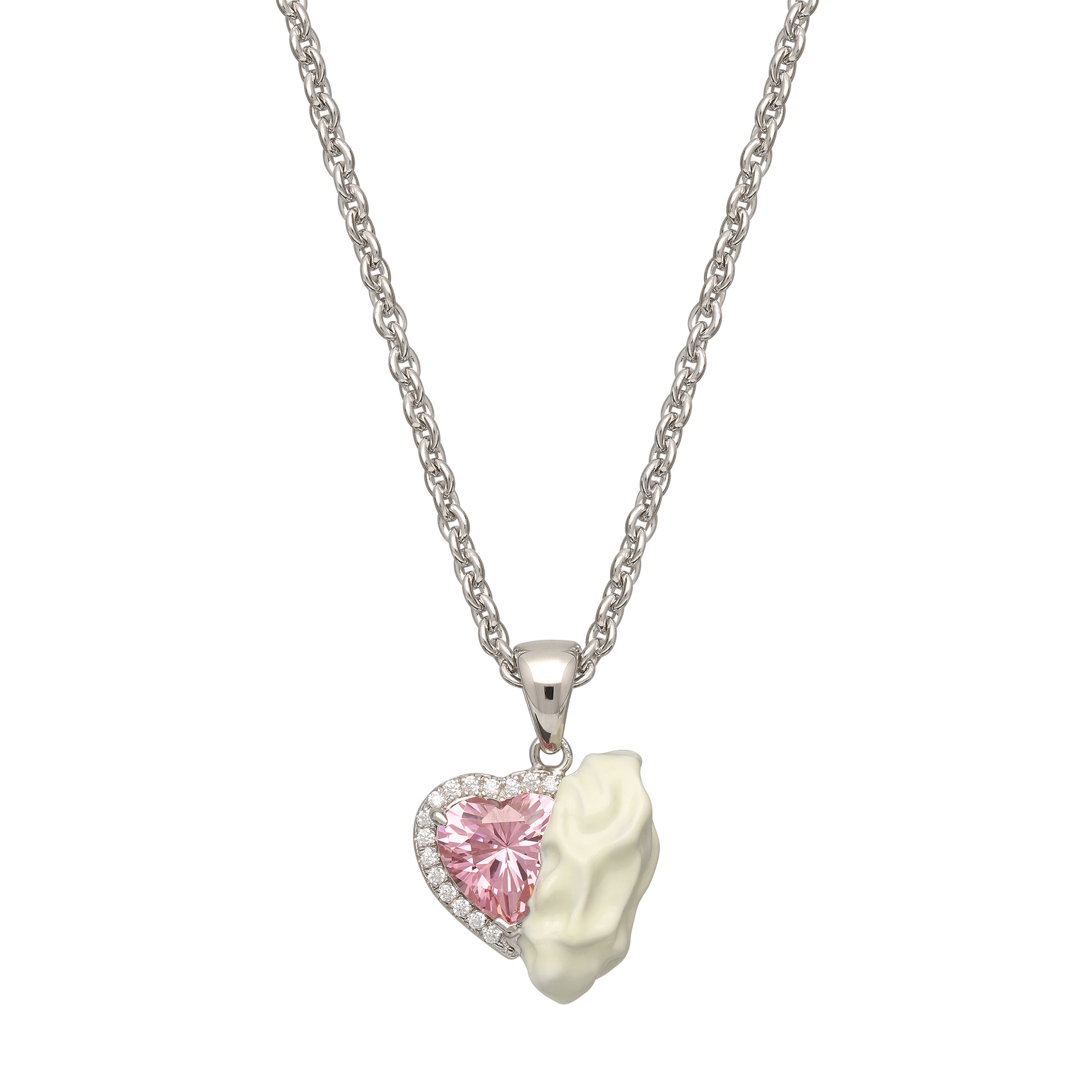 White Heart Necklace