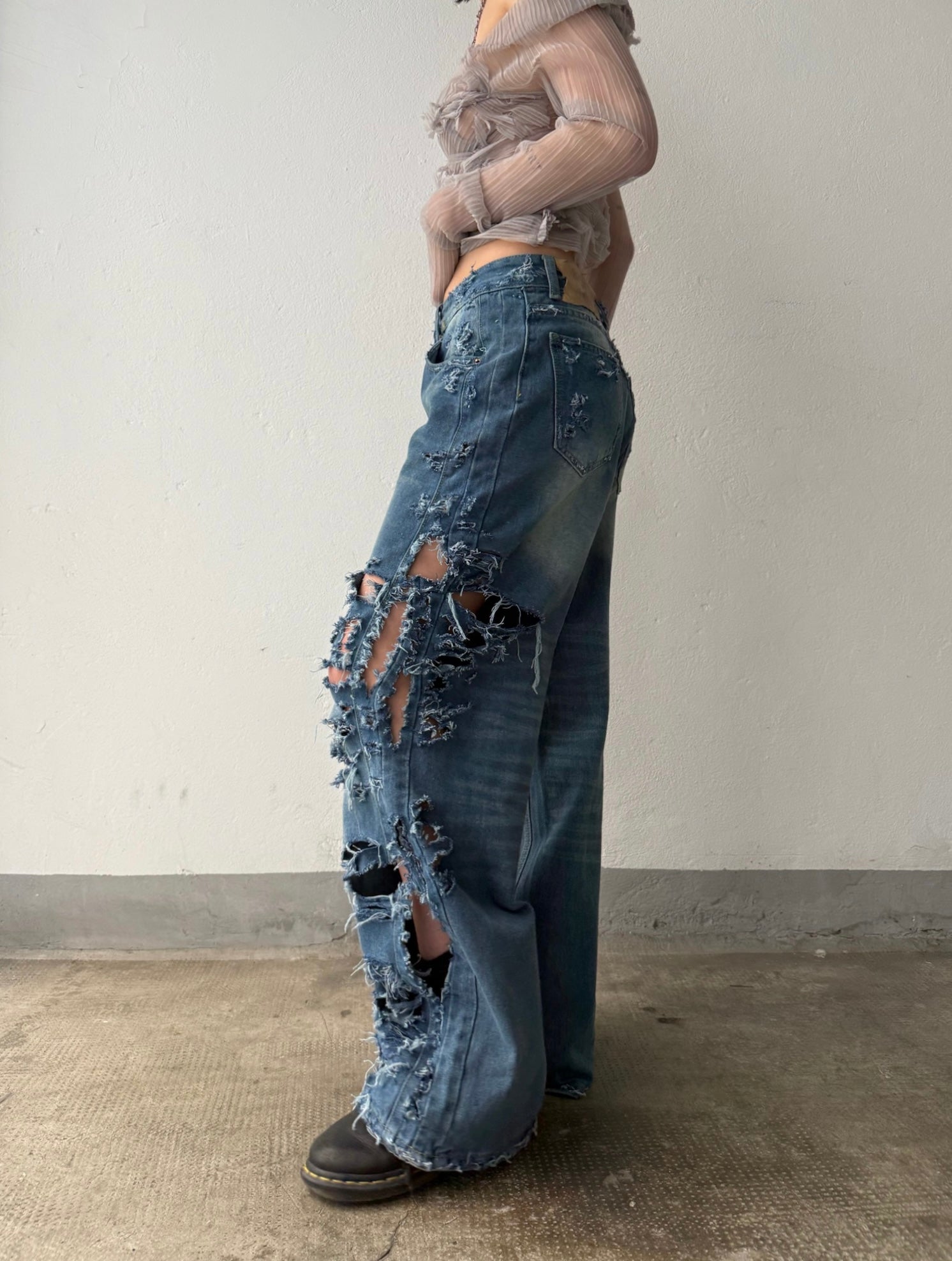 Scratched Denim Pants