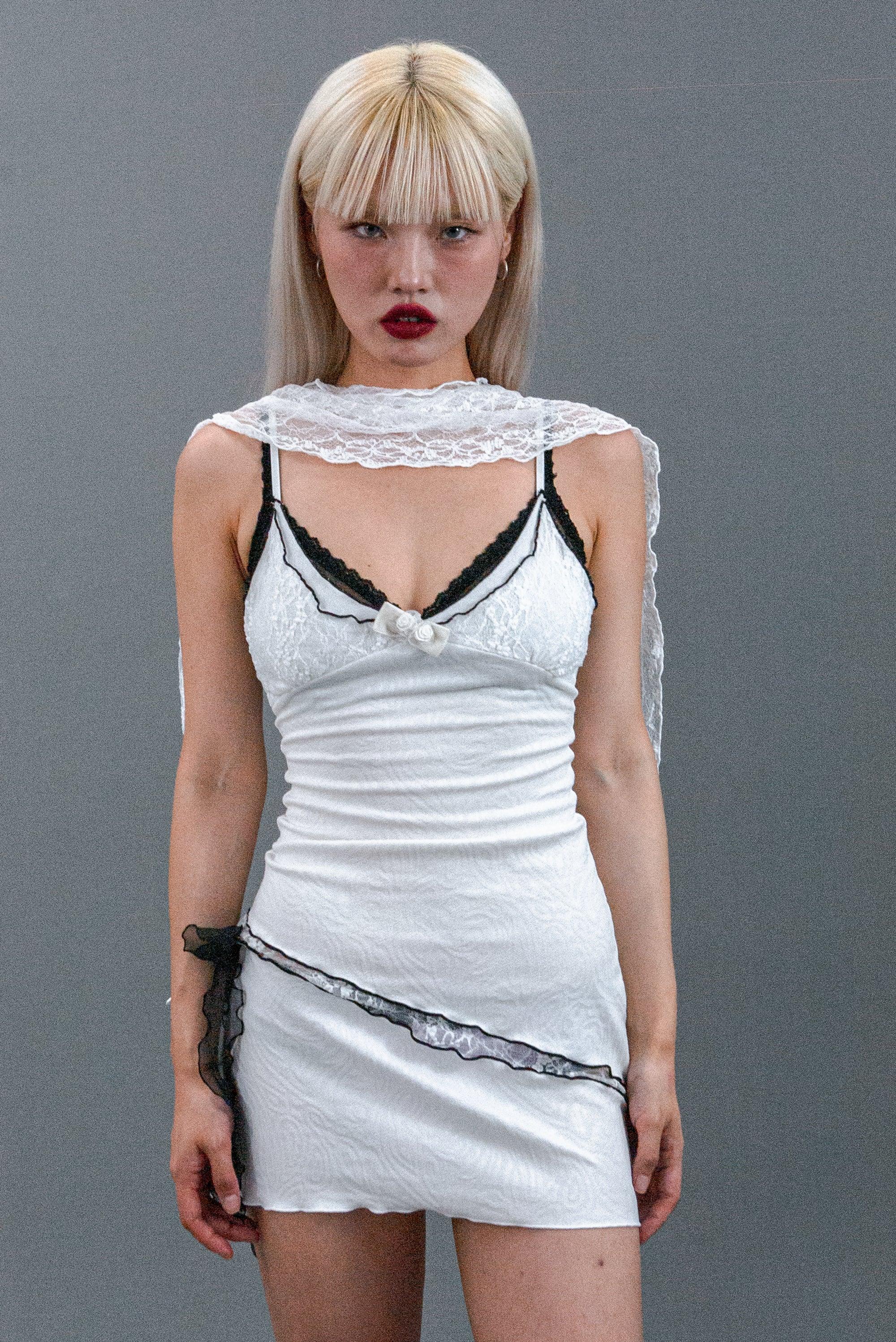 Scarf Dress Set in White