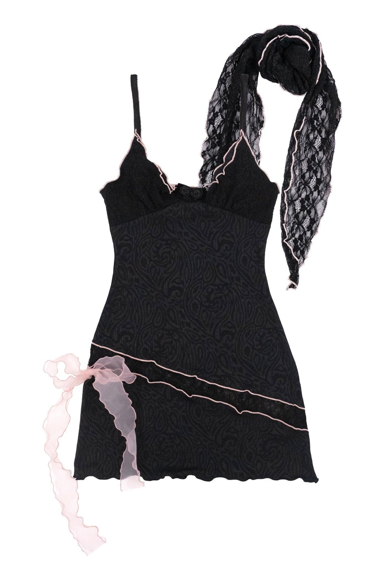 Scarf Dress Set in Black