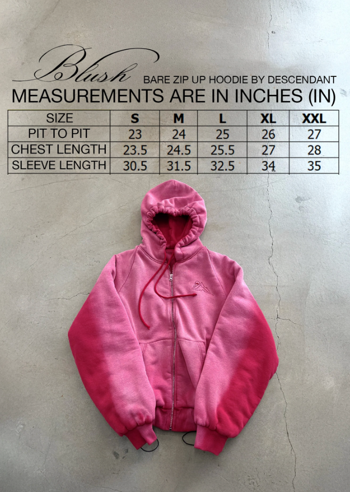Blush Bare Zip Up Hoodie