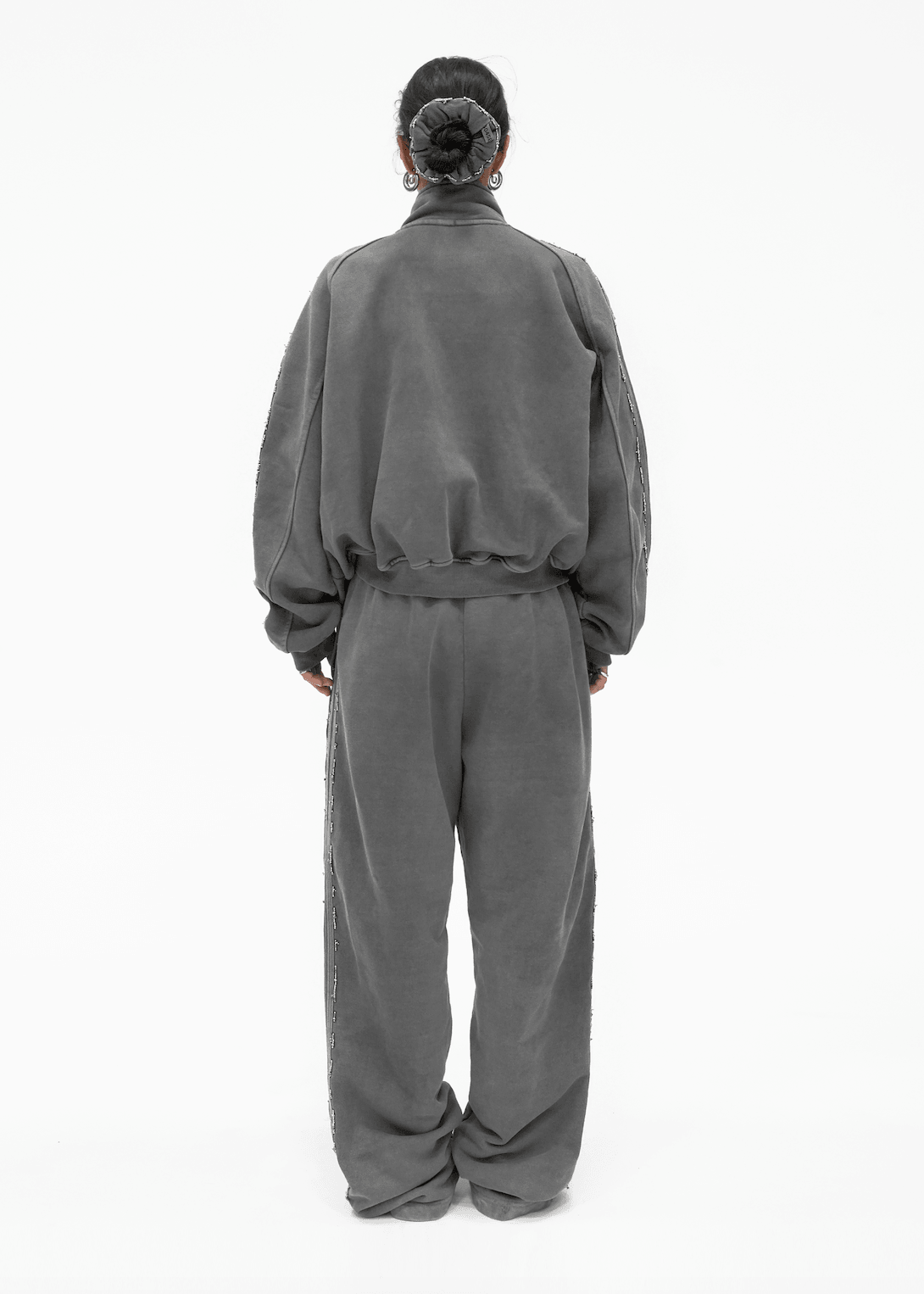 【604SERVICE】BEADED TRACK PANTS \"PIGMENT WASHED GREY\" BEADED TRACK PANTS IN WASHED GREY : 604SERVICE