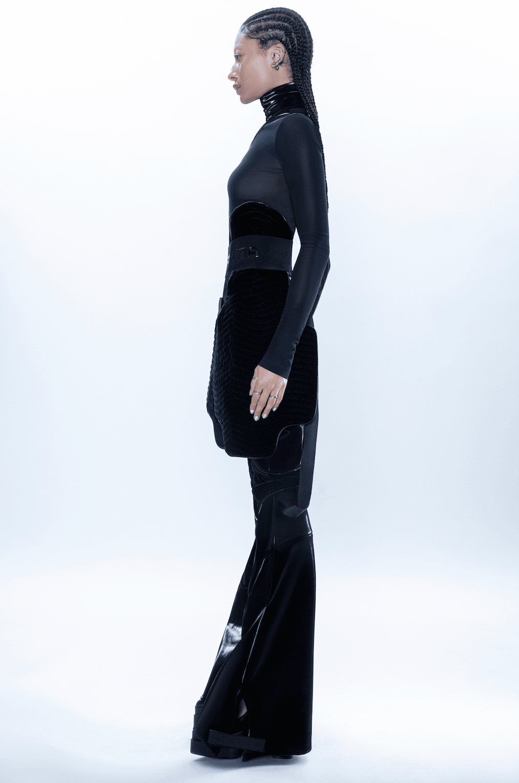 블랙 벨벳 리플렉티브 유틸리티 팬츠