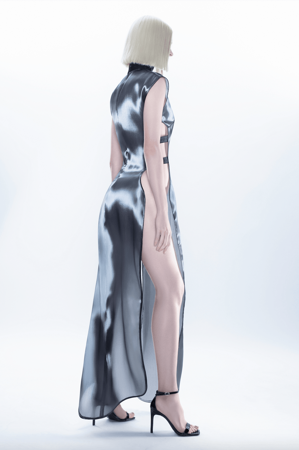 Gun Metal Organza Sportkleid