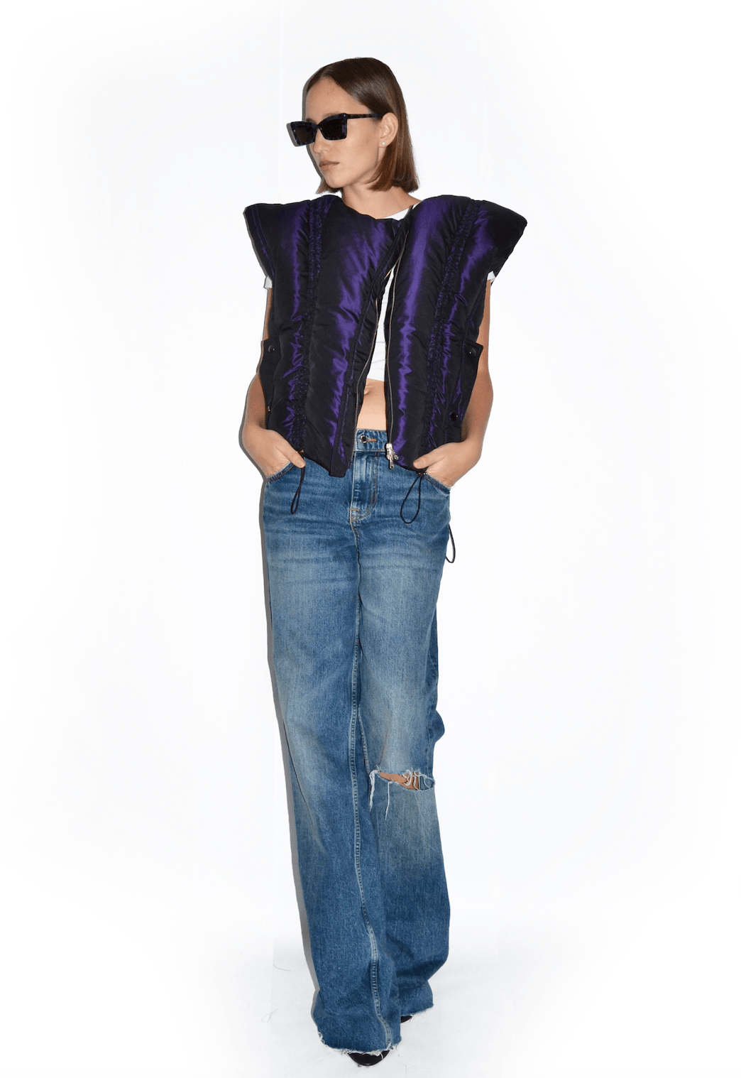 Mitternachtsgerüschte Pufferweste