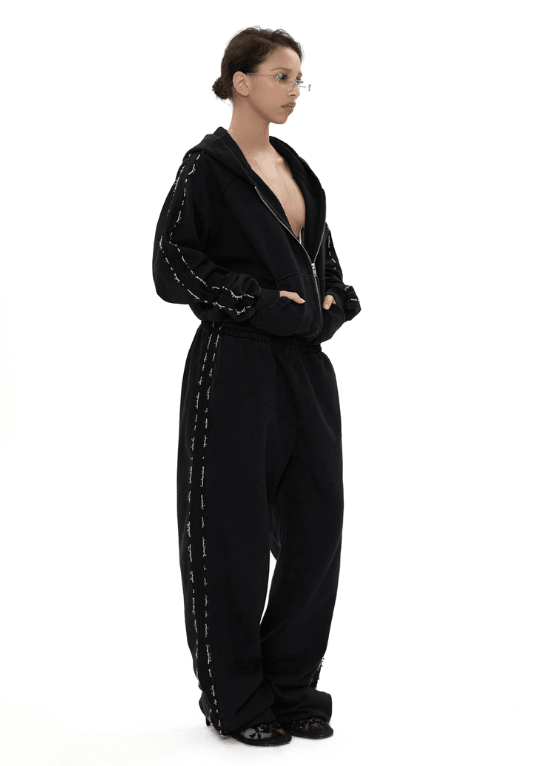 비즈 트랙 후드 티셔츠