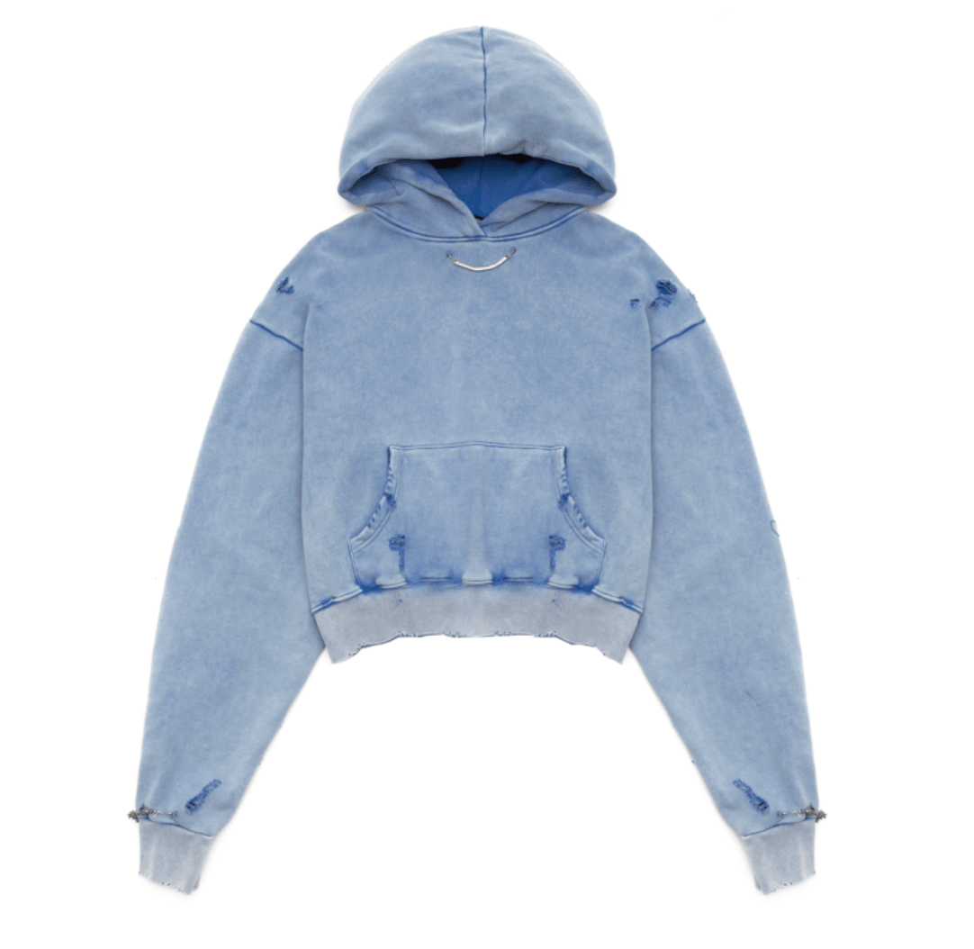 Distressed Jewelry Hoodie in Blue