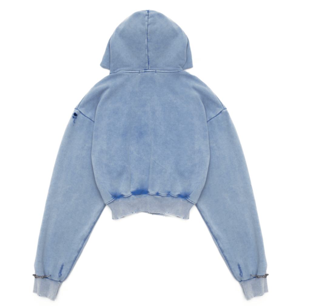 Distressed Jewelry Hoodie in Blue