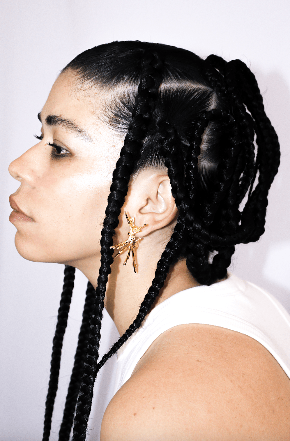 Large Spike Hoops with Topaz in Gold