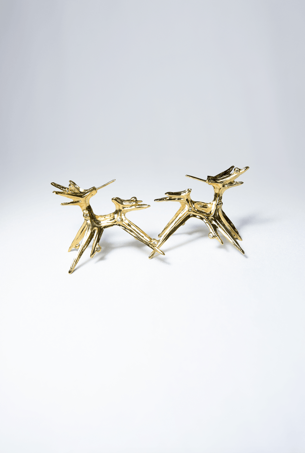 Large Spike Hoops with Topaz in Gold