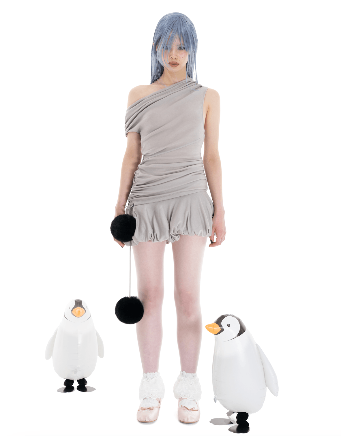 Cloudy Heart Dress in Light Grey