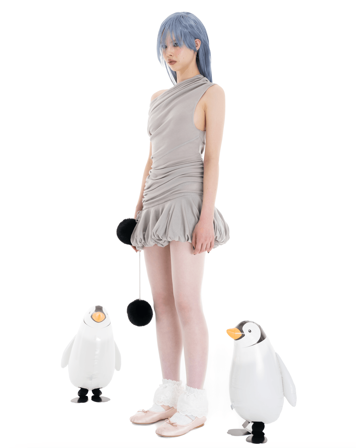Cloudy Heart Dress in Light Grey