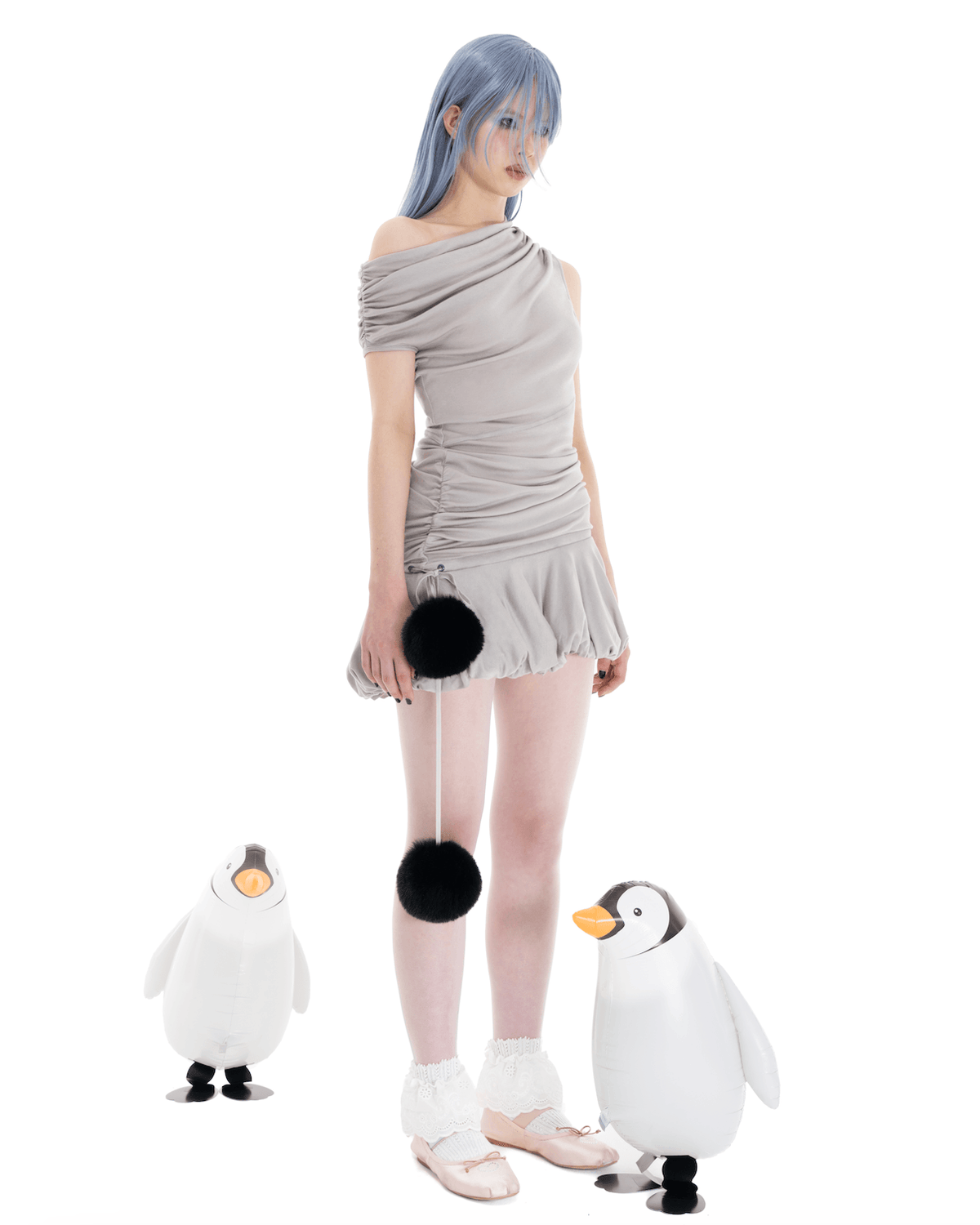 Cloudy Heart Dress in Light Grey