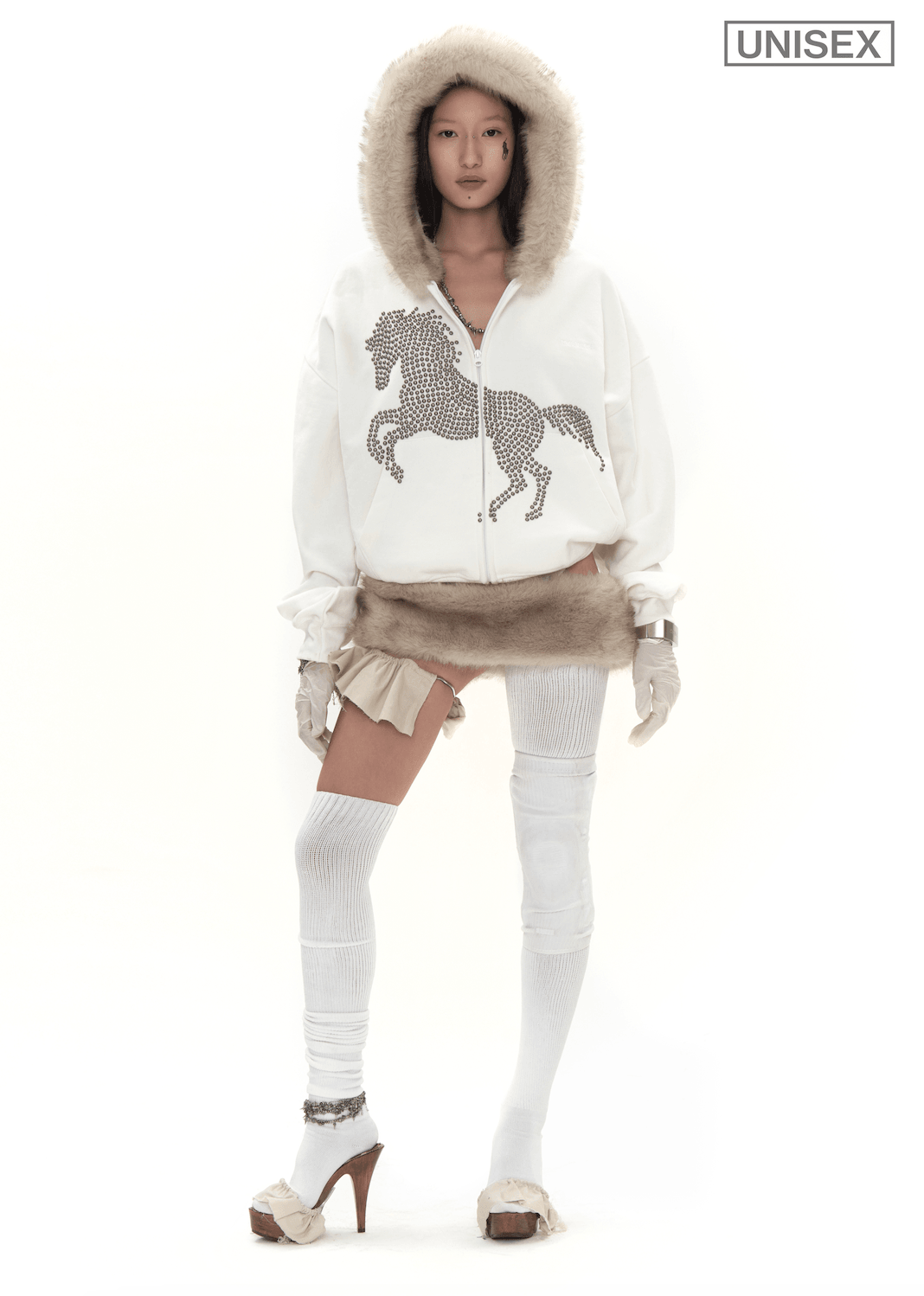 Studded Faux Fur Hoodie – ap0cene