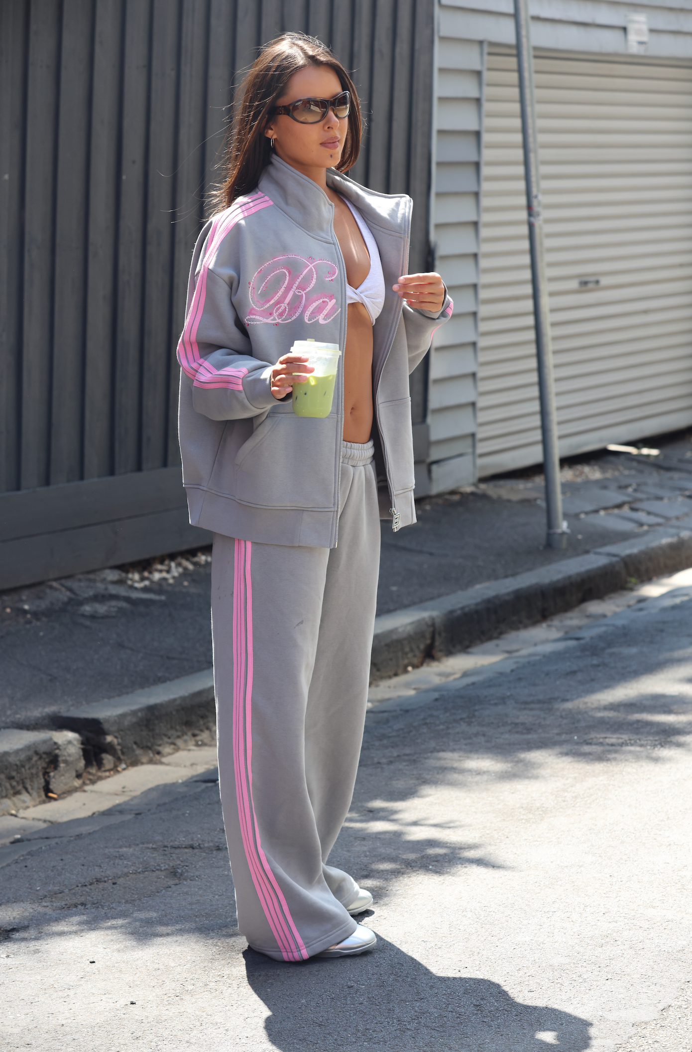 Spears Stripe Zip Jacket in Grey