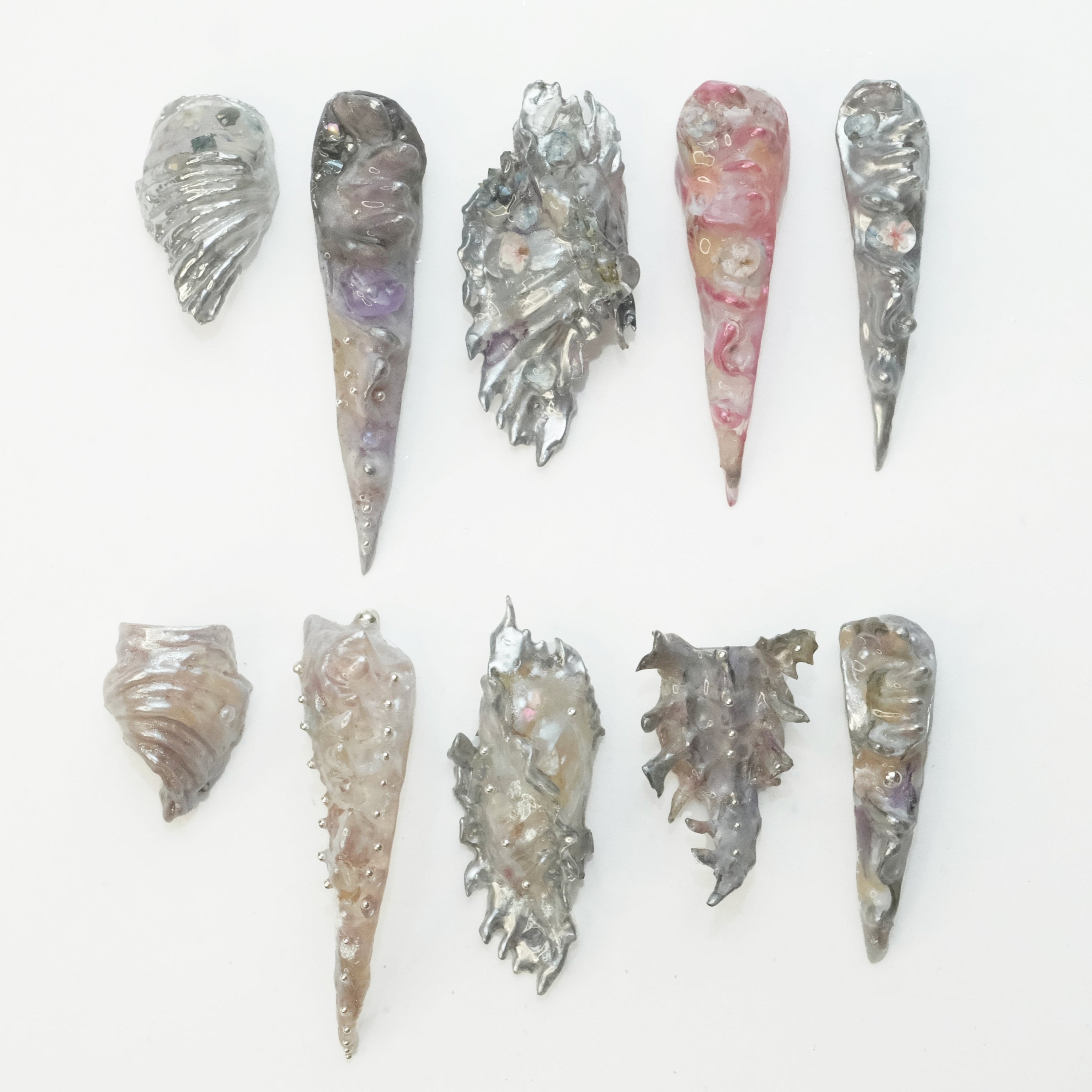 Seashell Nails in Silver