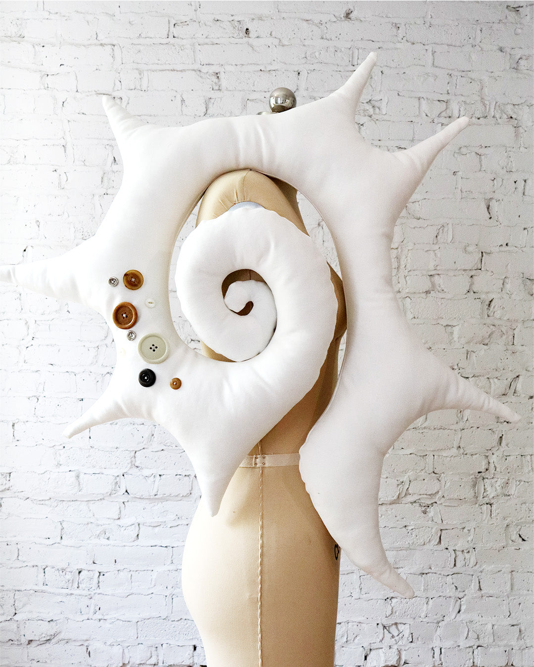Spiral Pillow in White Corduroy