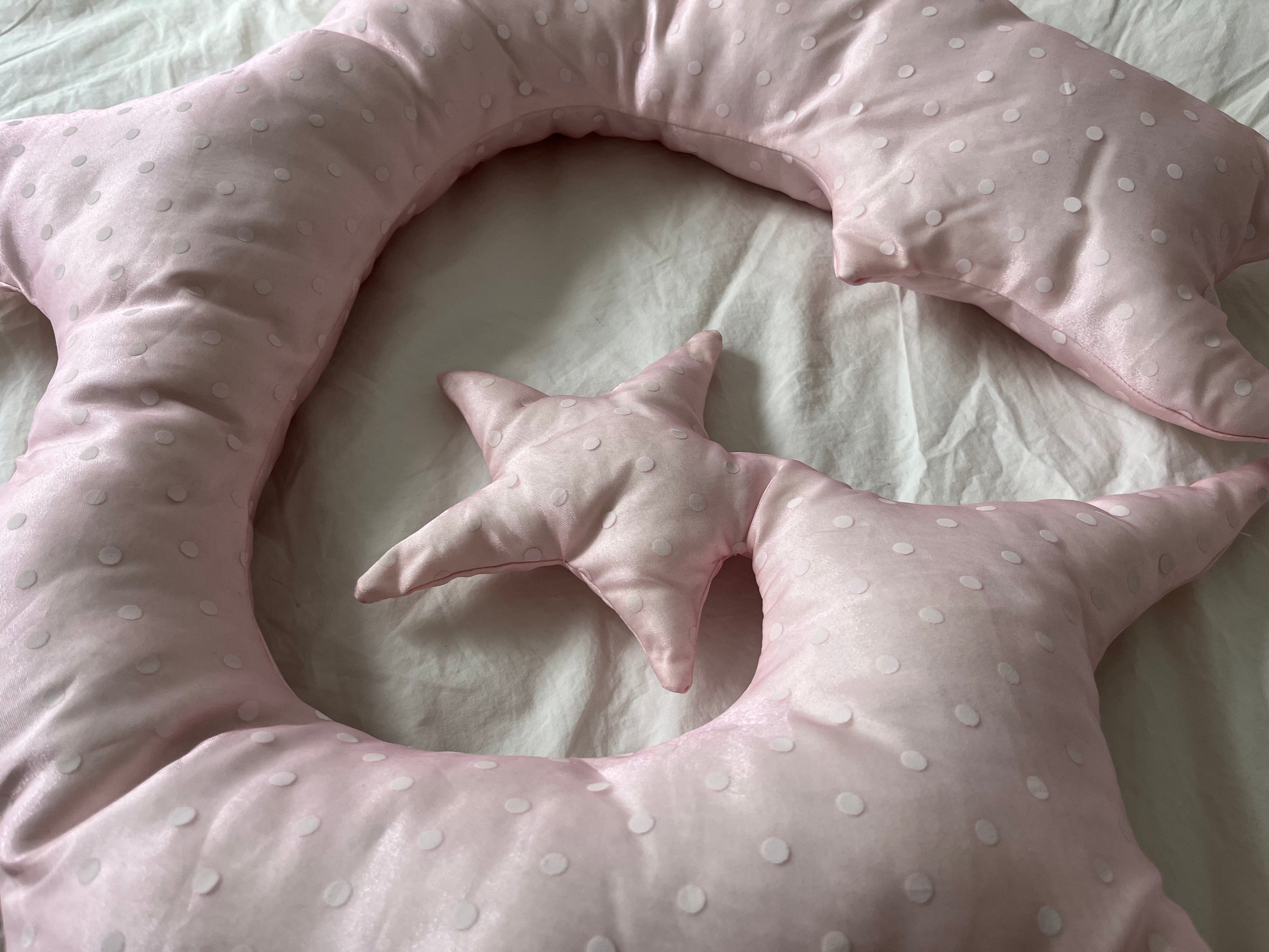 Star Pillow in Pink Polka Dot