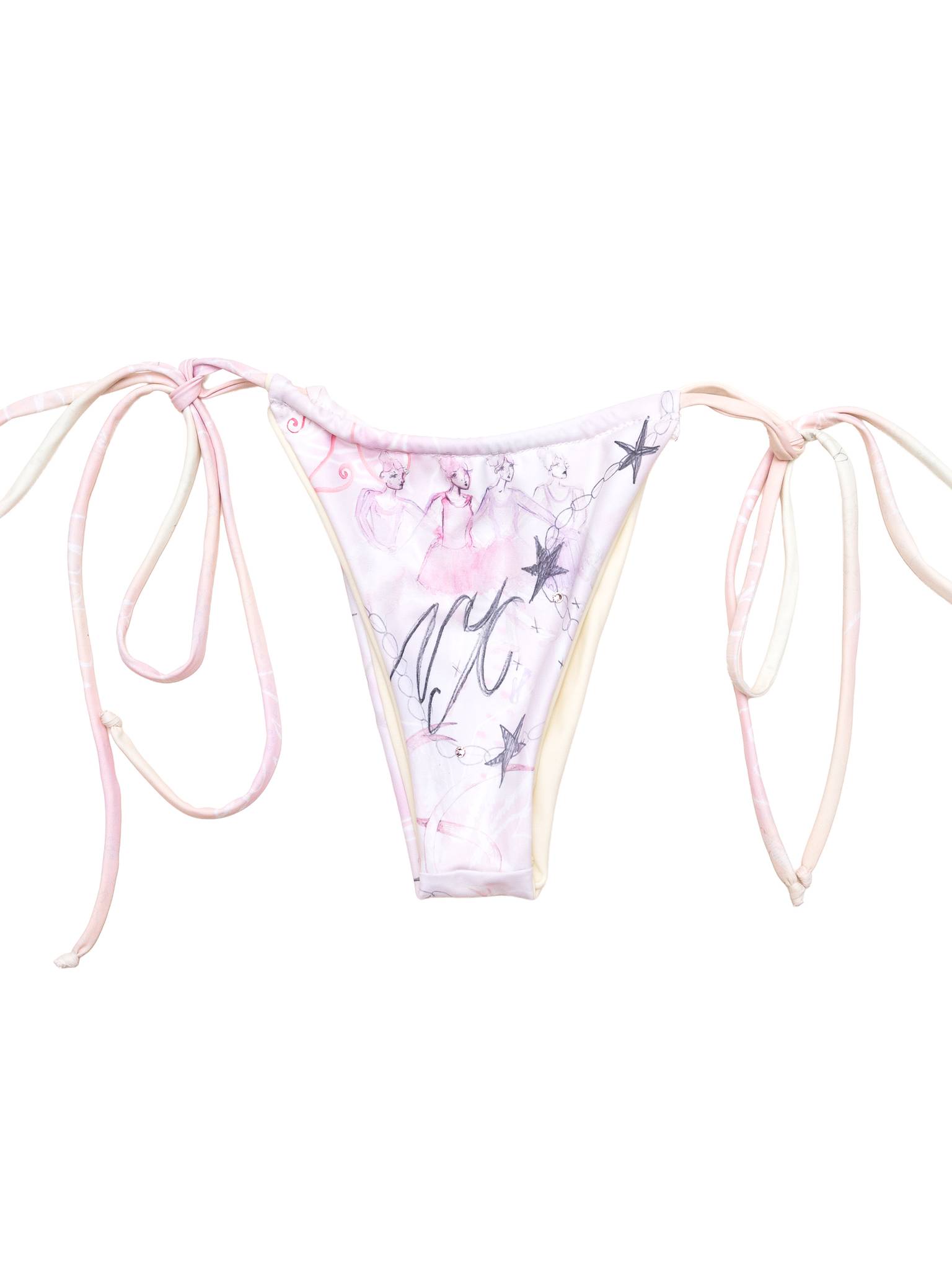 Pink Poodle Sketchbook String Bikini Bottoms
