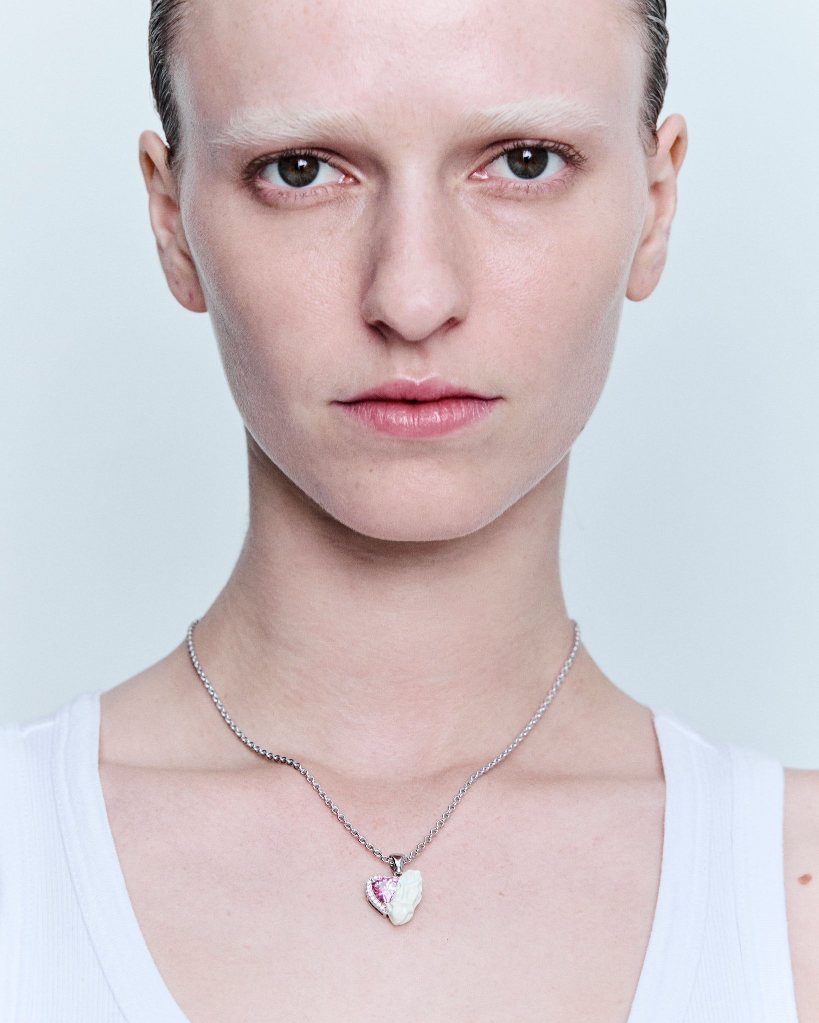 White Heart Necklace