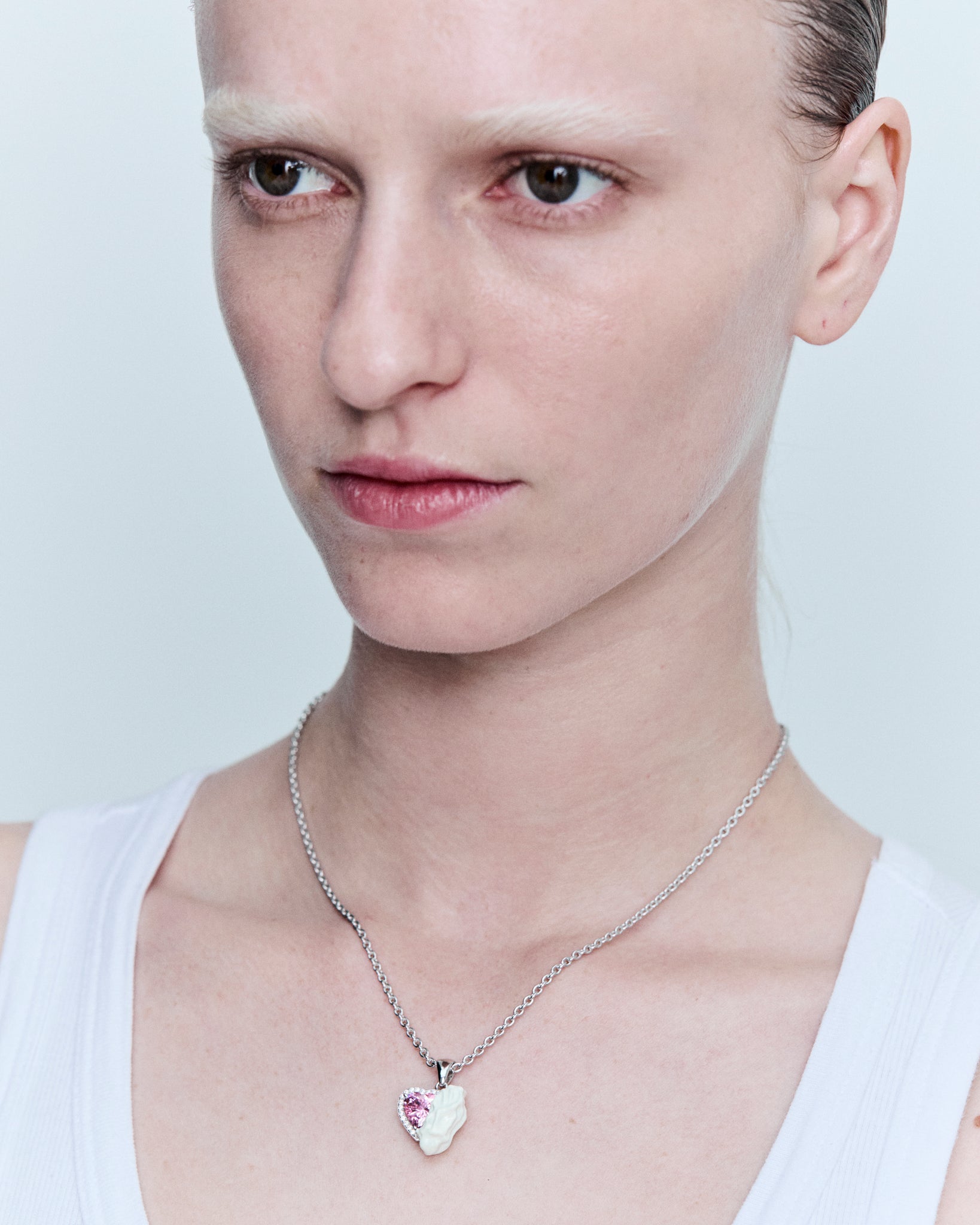 White Heart Necklace