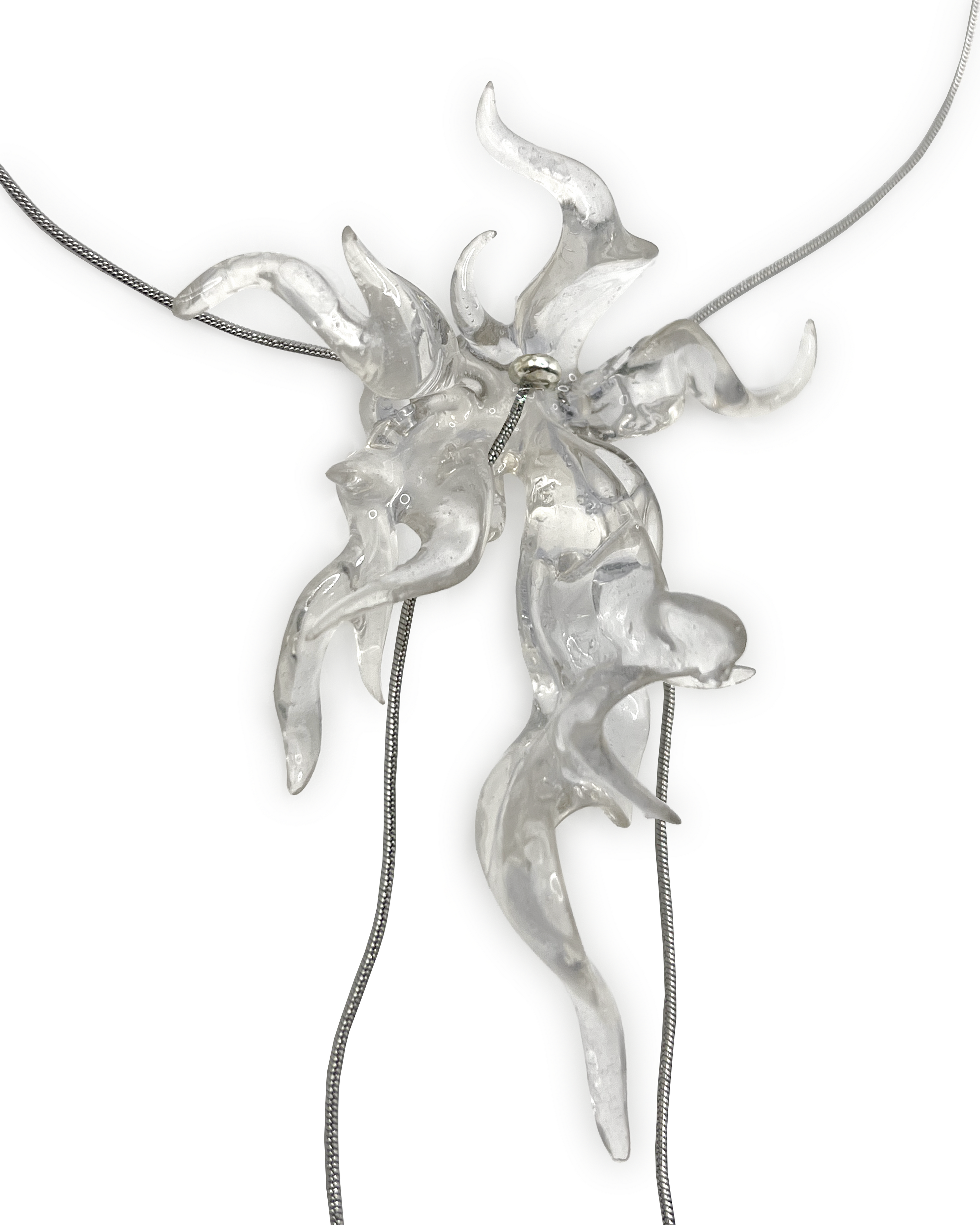 투명 조각 꽃 펜던트