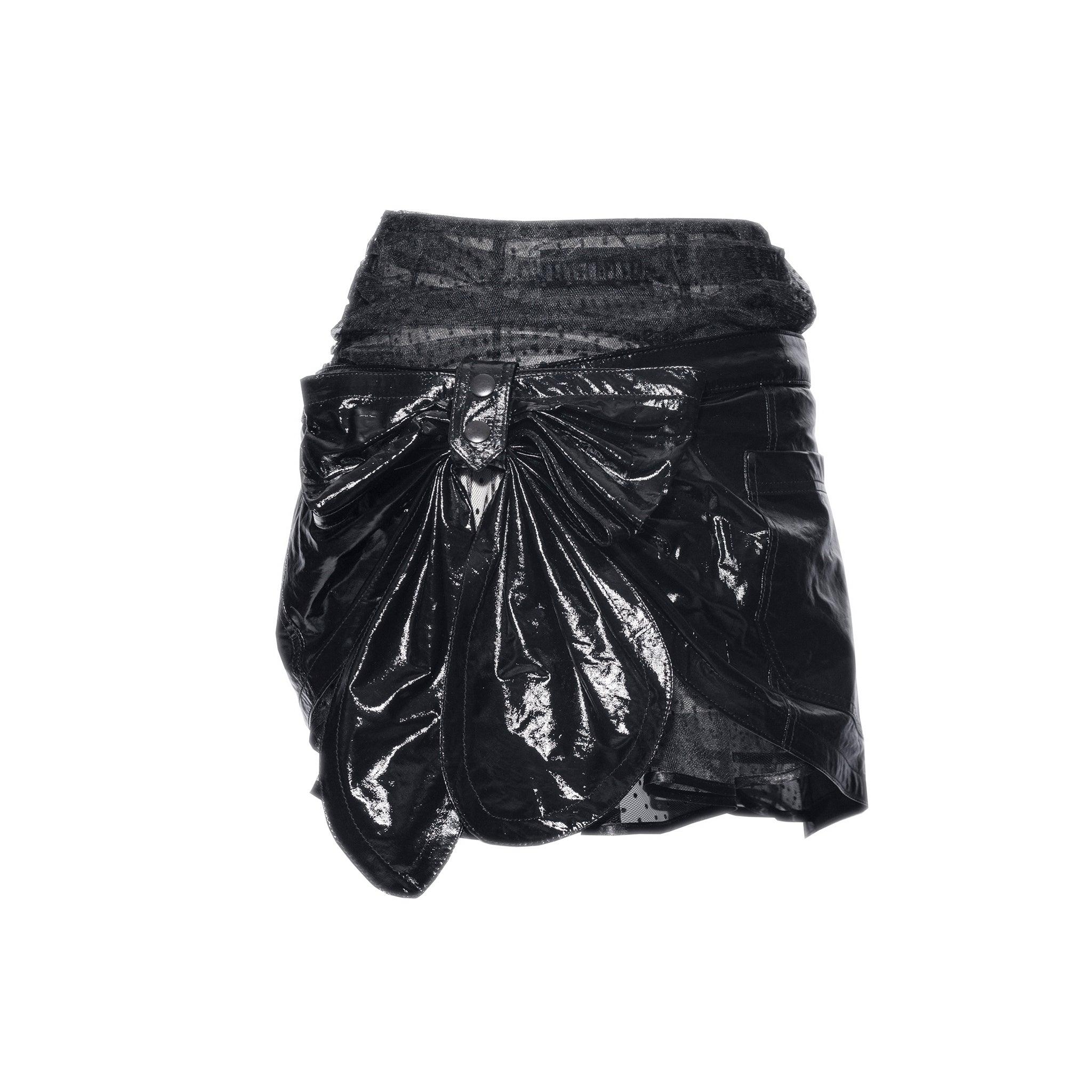 Draped Button Front Mini Skirt