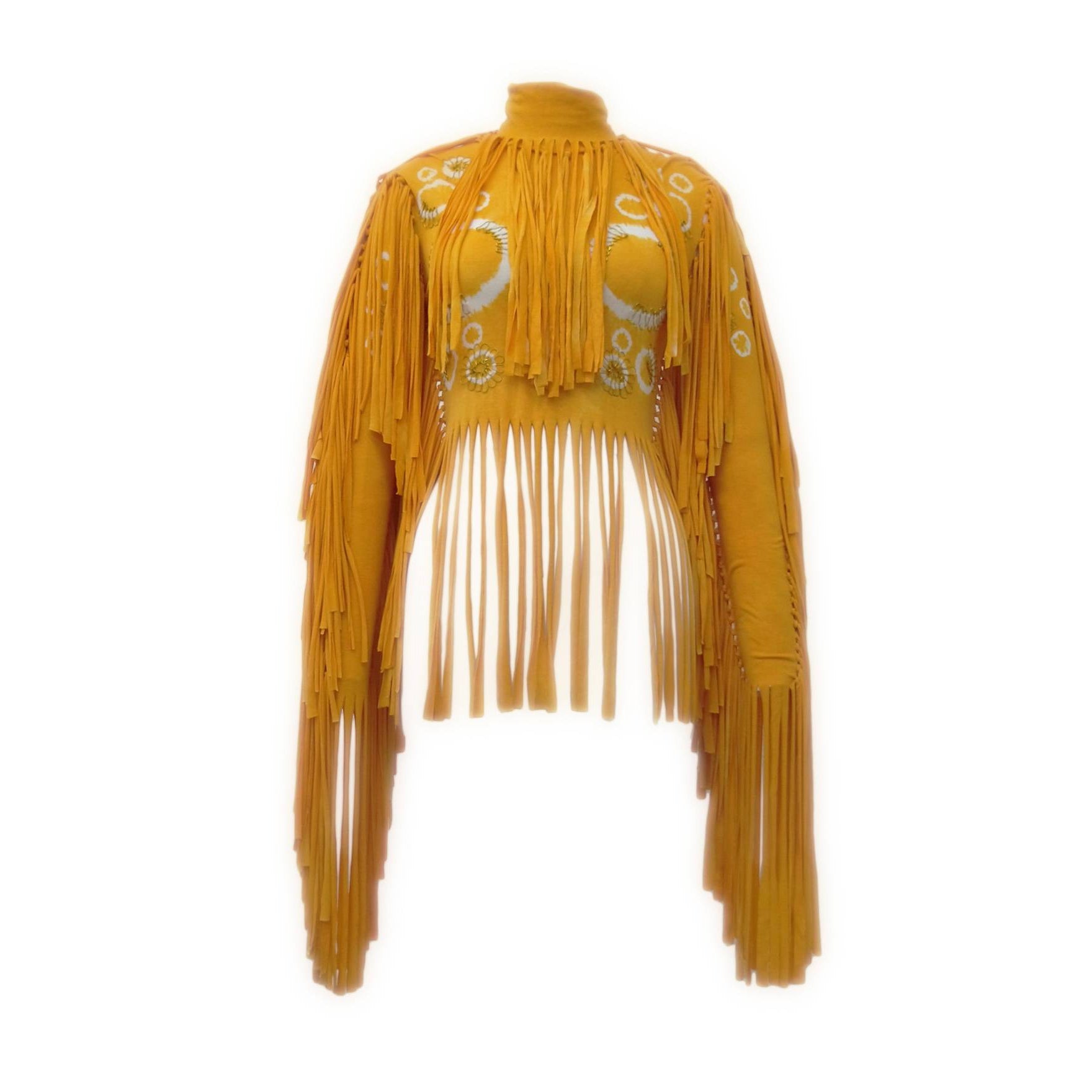 Fringed Tie-dyed Turtleneck