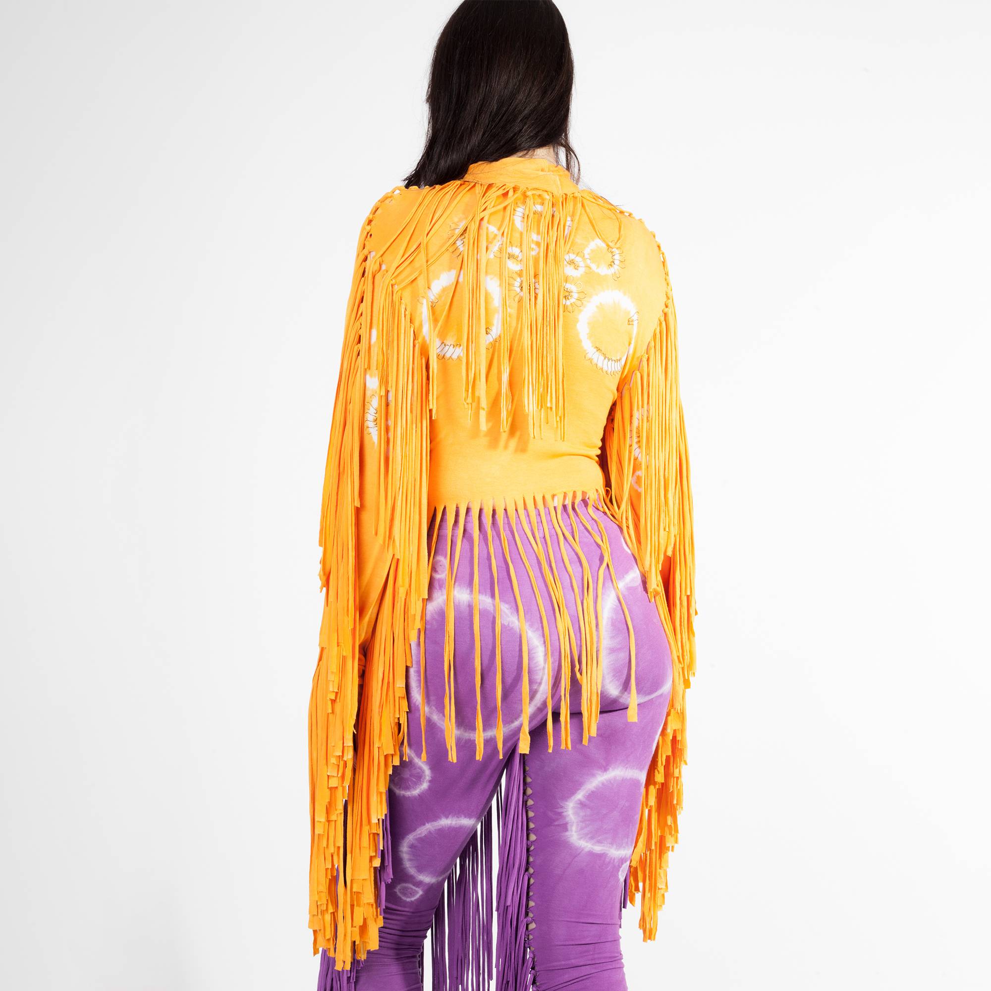 Fringed Tie-dyed Turtleneck