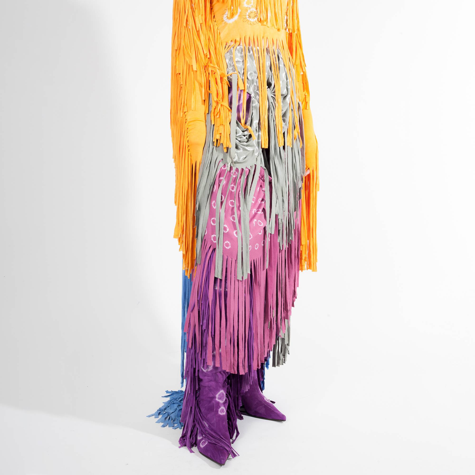 Fringe Tie-dyed Maxi Skirt