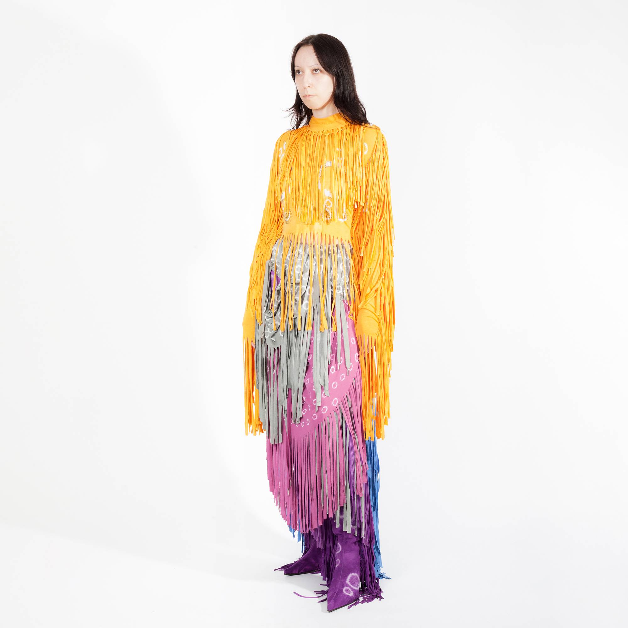 Fringe Tie-dyed Maxi Skirt